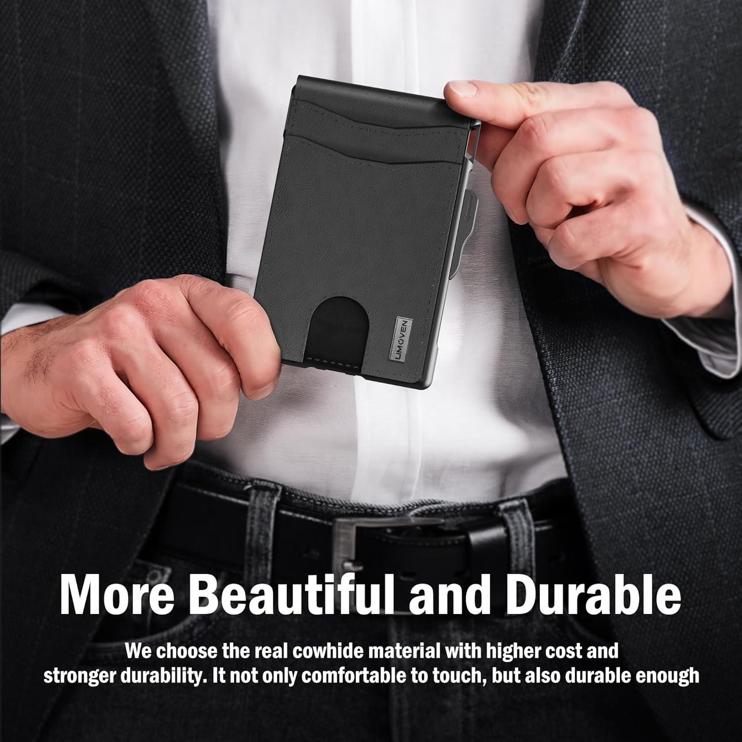 Cartera Bifold Minimalista Umoven de Cuero con Bloqueo RFID