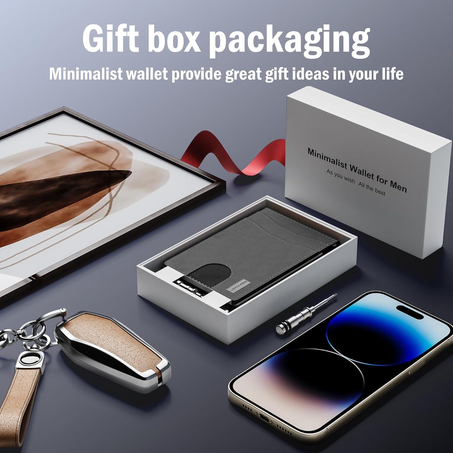 Cartera Bifold Minimalista Umoven de Cuero con Bloqueo RFID