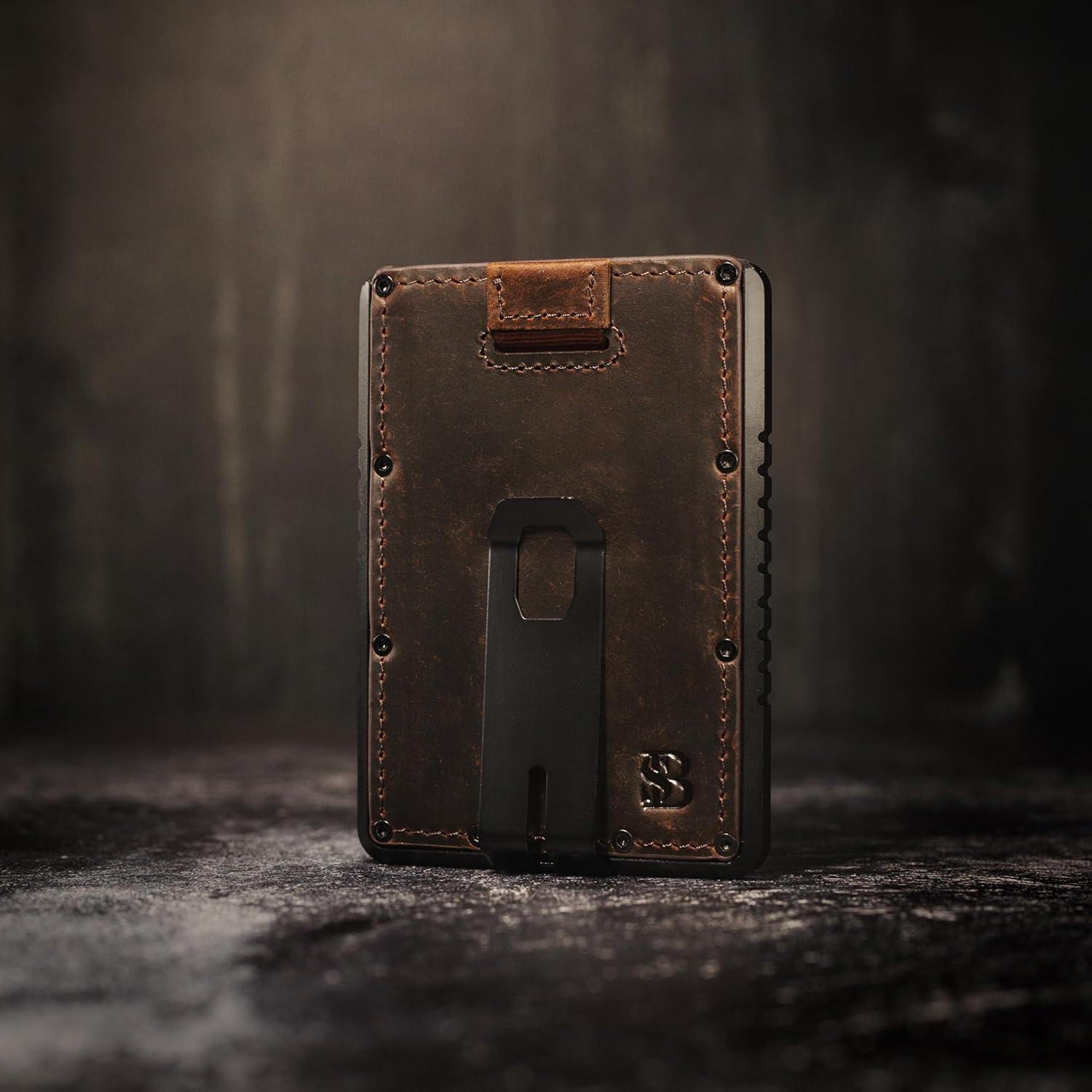 Cartera Slim RFID SERMAN BRANDS Marrón Texas Raptor - Minimalista