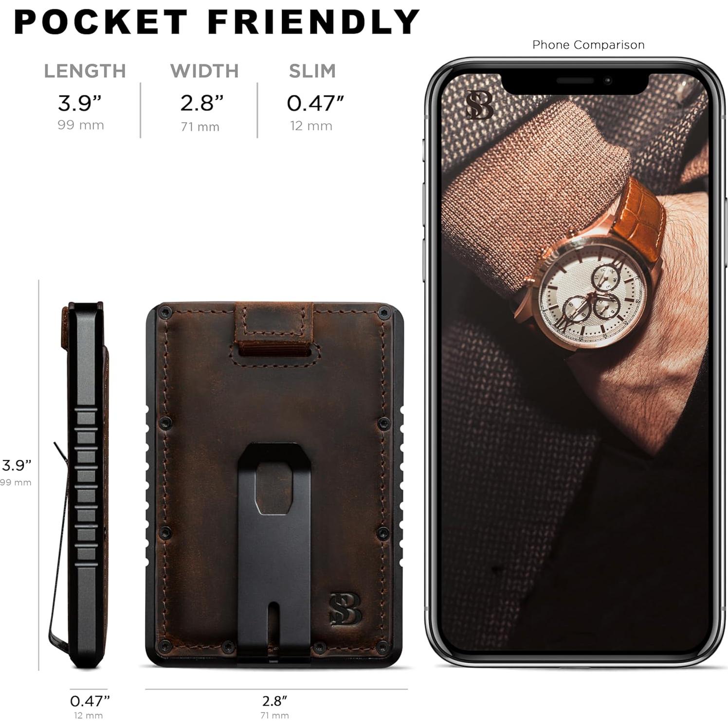 Cartera Slim RFID SERMAN BRANDS Marrón Texas Raptor - Minimalista