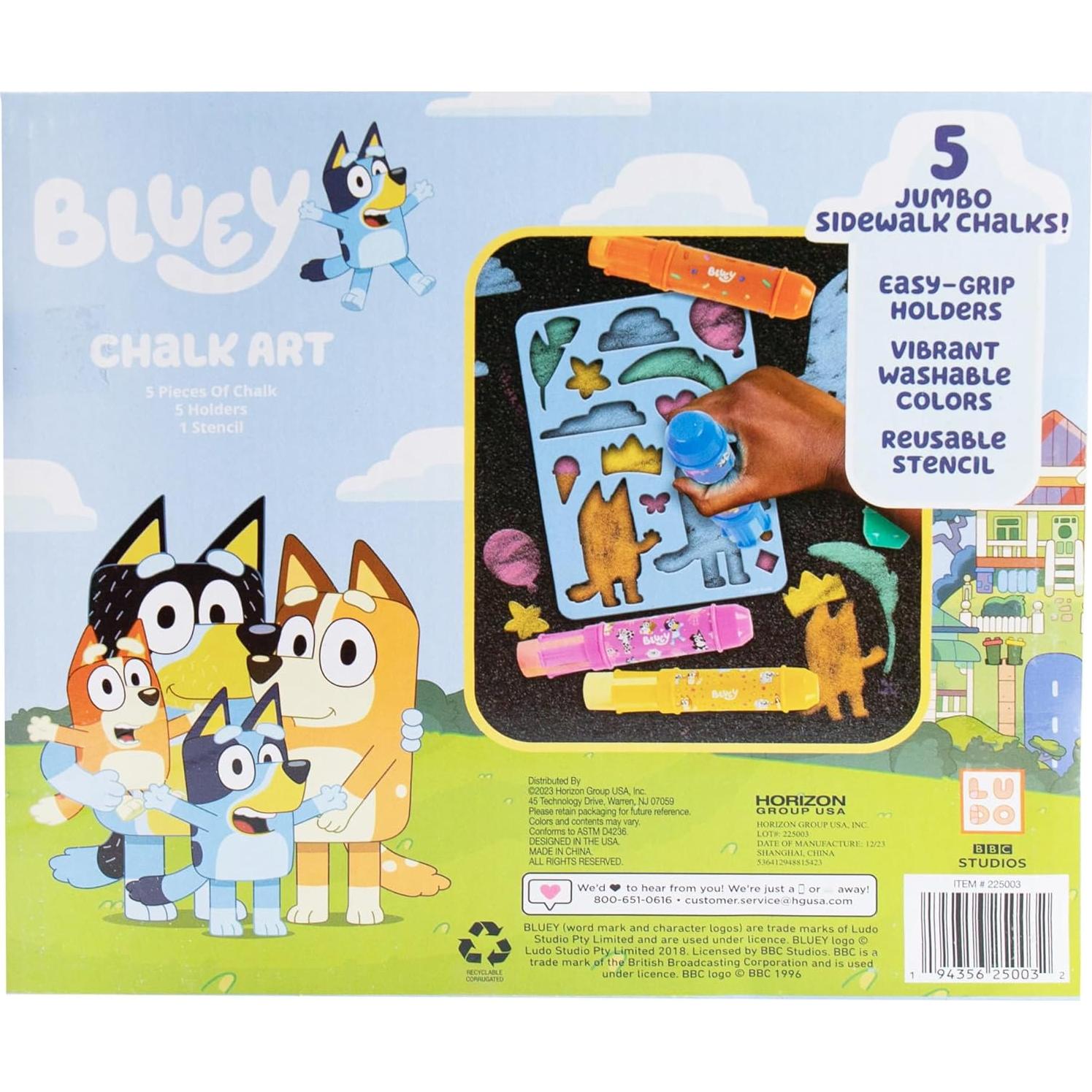 Tizas de Acera Jumbo Bluey - Paquete de 5 Colores Vibrantes