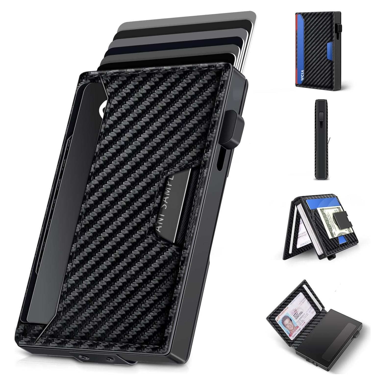 Billetera Pop-Up ALFUEL para Hombres con Bloqueo RFID - Fibra de Carbono