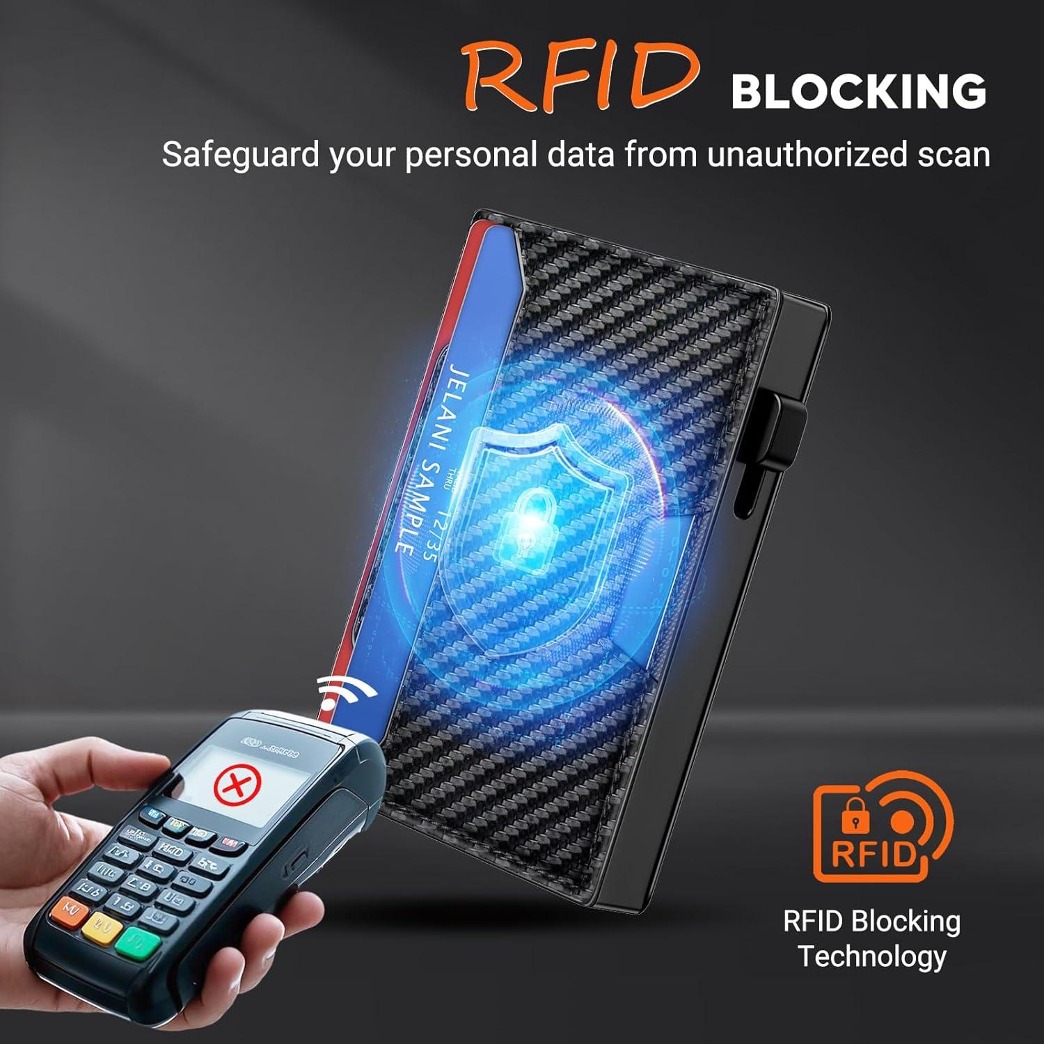 Billetera Pop-Up ALFUEL para Hombres con Bloqueo RFID - Fibra de Carbono