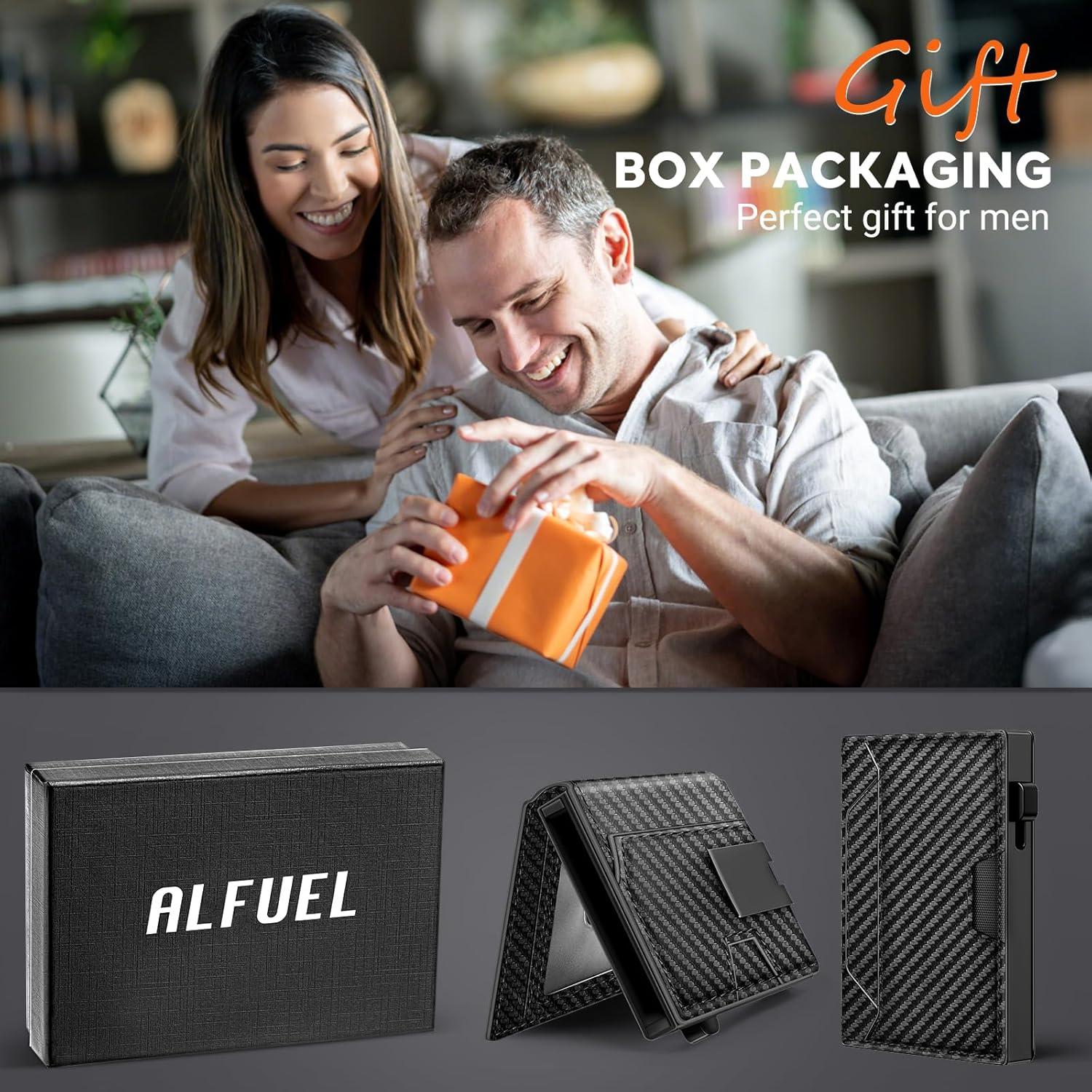 Billetera Pop-Up ALFUEL para Hombres con Bloqueo RFID - Fibra de Carbono