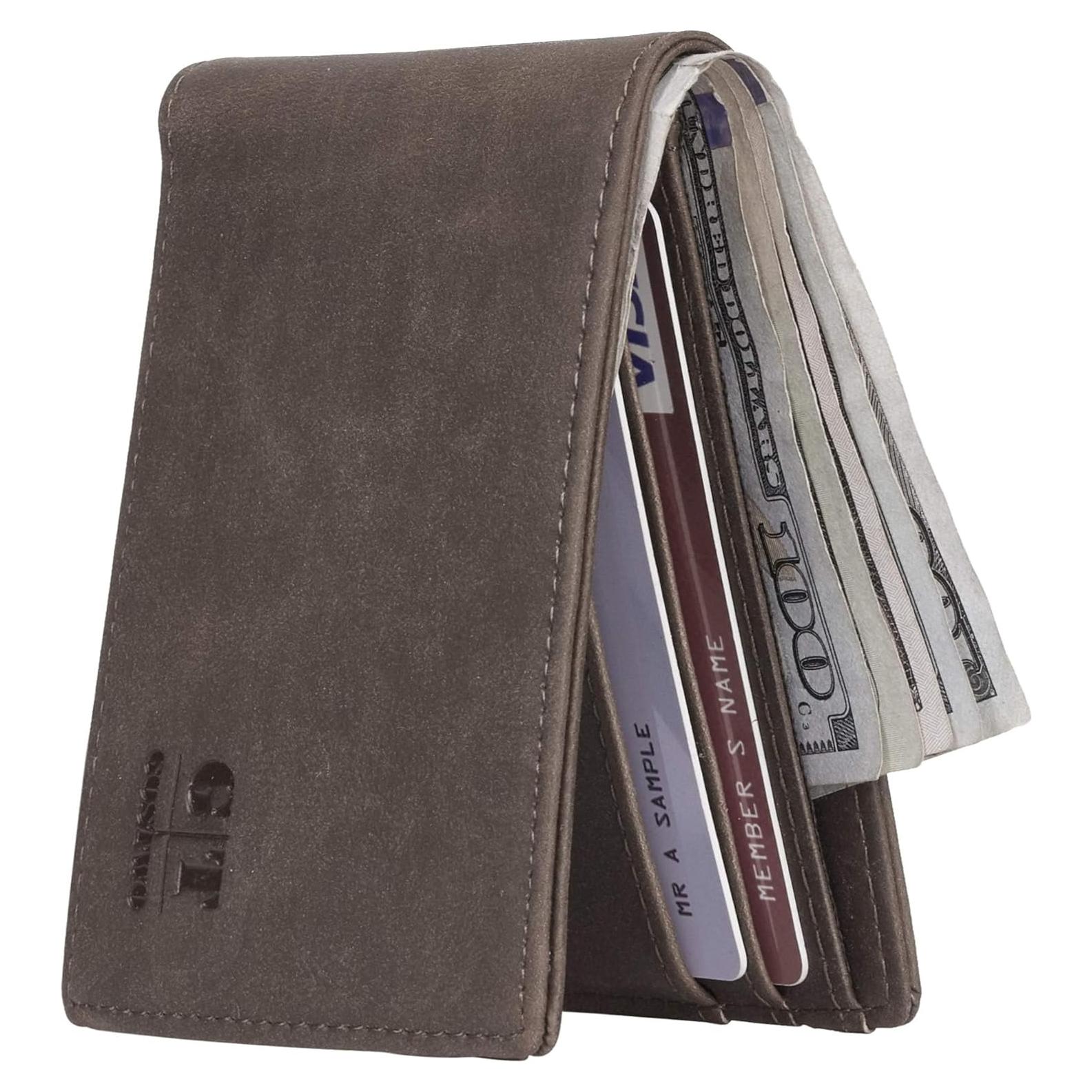 Billetera Slim de Cuero Gostwo para Hombres con Ventana ID