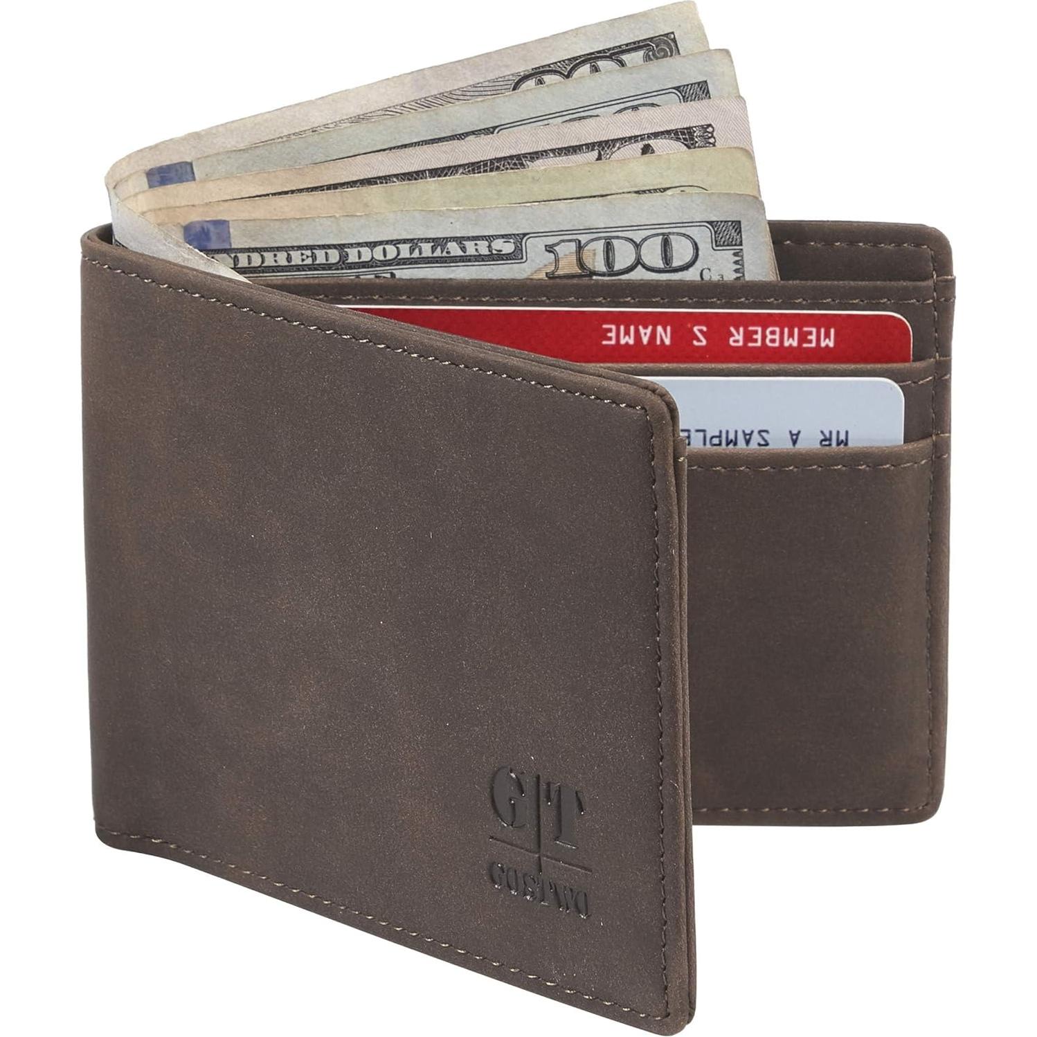 Billetera Slim de Cuero Gostwo para Hombres con Ventana ID