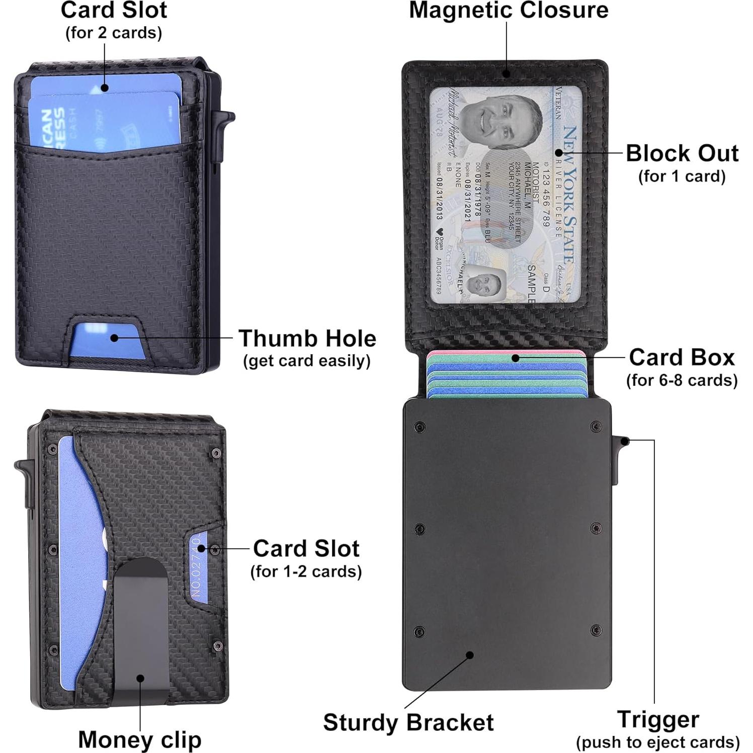 Billetera Slim GAJOFO para Hombres con Clip y Ventana ID