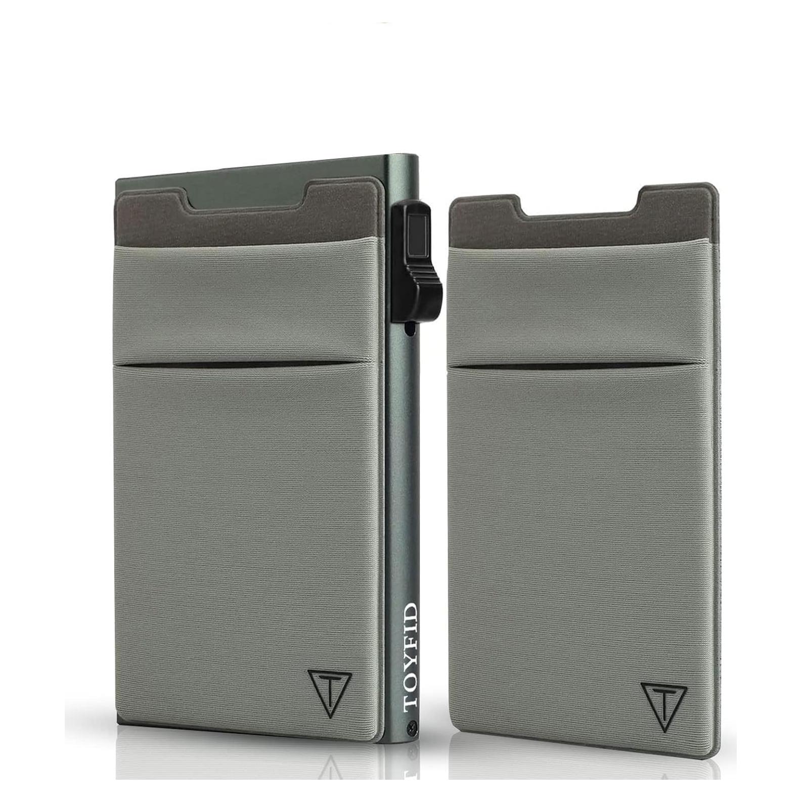 Billetera delgada TOYFID de aluminio con bloqueo RFID gris