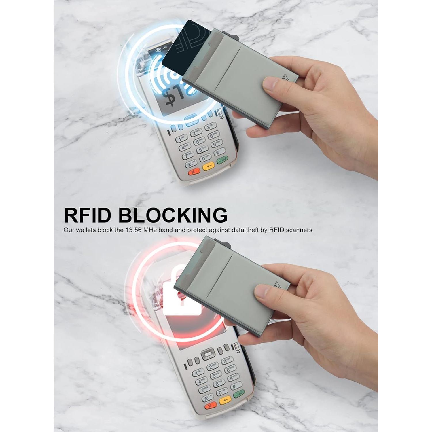 Billetera delgada TOYFID de aluminio con bloqueo RFID gris