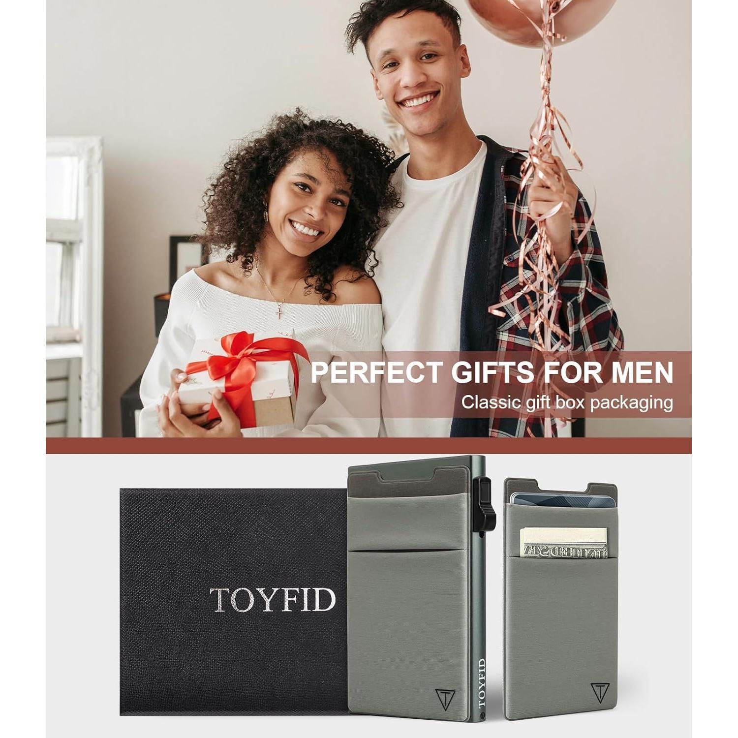 Billetera delgada TOYFID de aluminio con bloqueo RFID gris