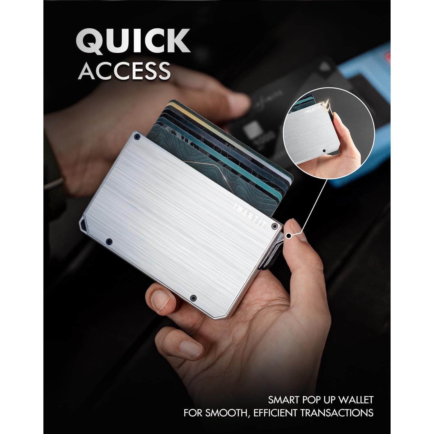 Billetera Minimalista IWANTIT para Hombres con Bloqueo RFID Plata