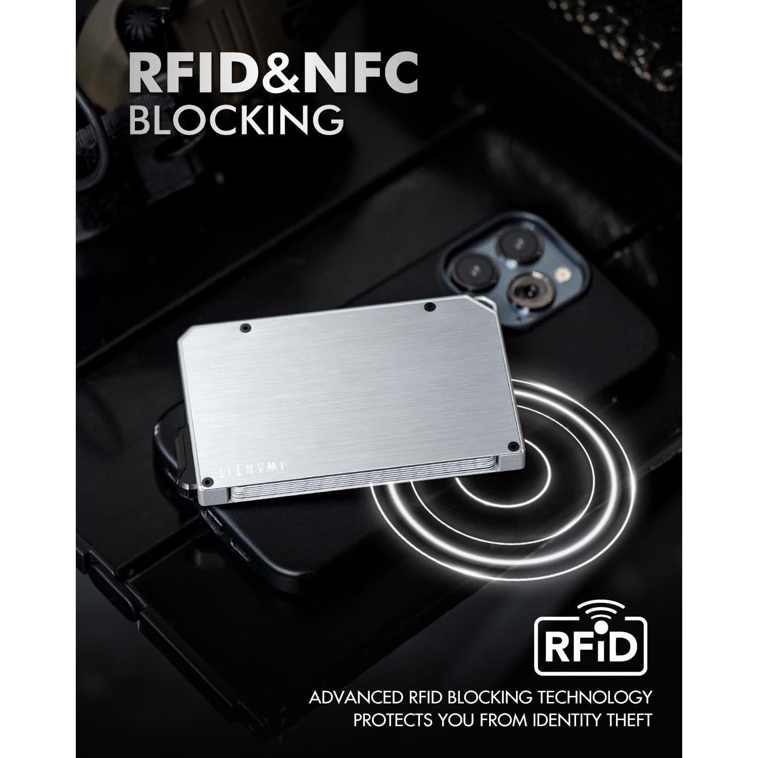 Billetera Minimalista IWANTIT para Hombres con Bloqueo RFID Plata