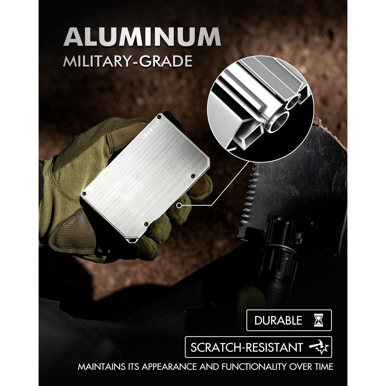 Billetera Minimalista IWANTIT para Hombres con Bloqueo RFID Plata