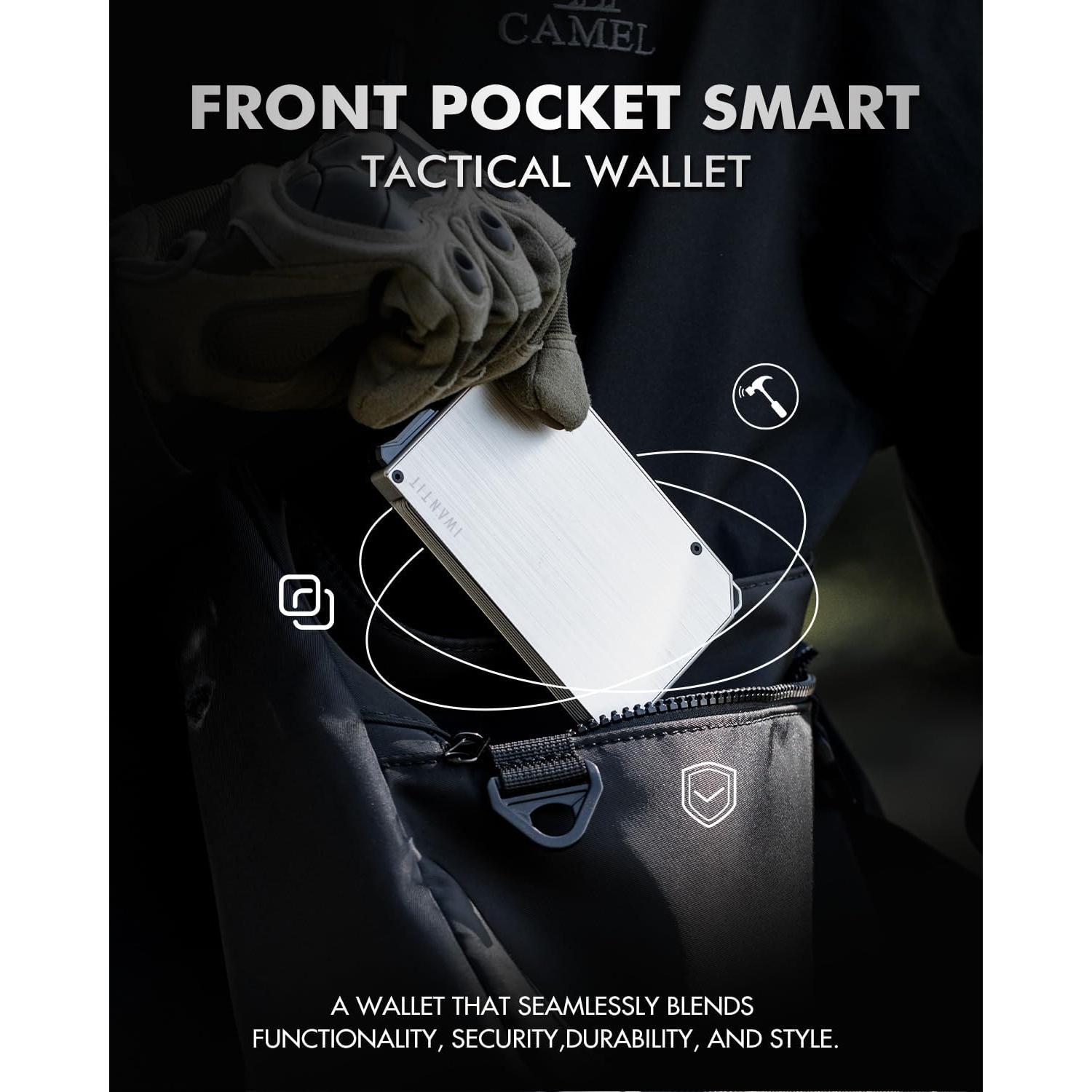 Billetera Minimalista IWANTIT para Hombres con Bloqueo RFID Plata