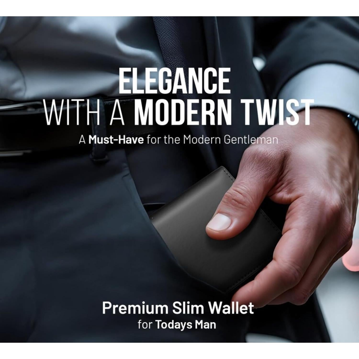 Cartera Minimalista FORTIS Negra con Protección RFID para Hombres