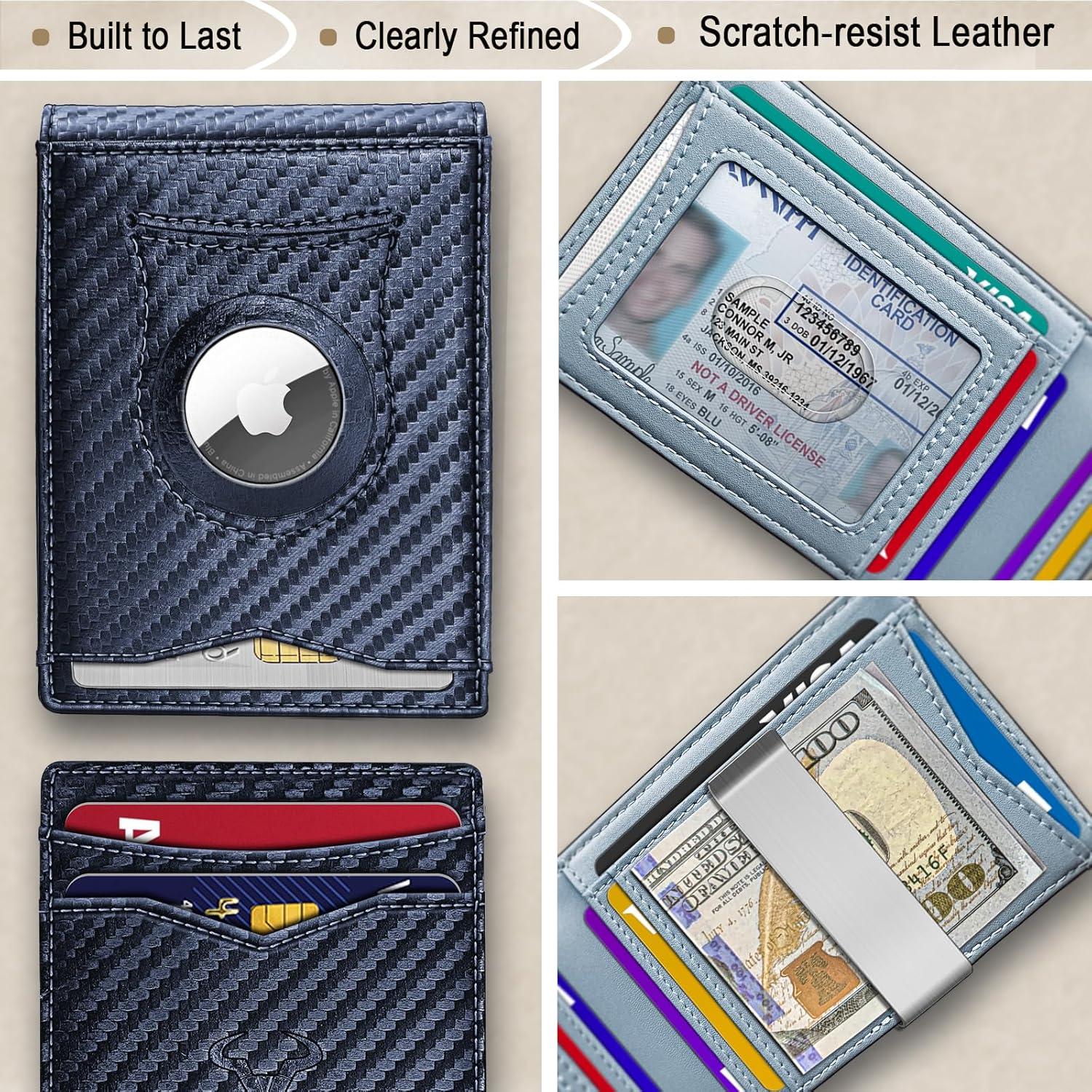 Billetera delgada para hombres Bulliant con bloqueo RFID 11 tarjetas