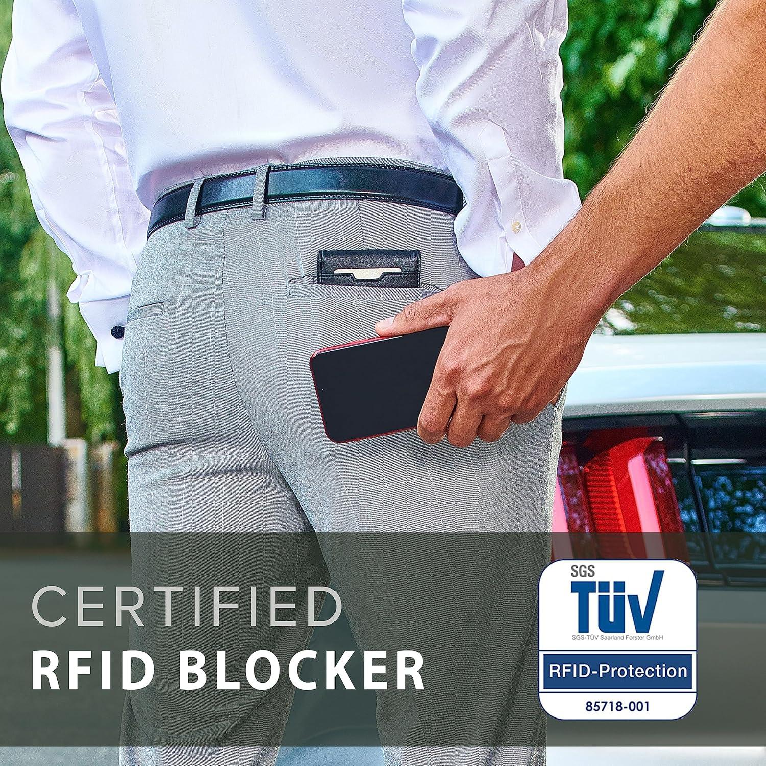 Cartera Slim TRAVANDO Atlanta Hombre RFID Negro - Clip Dinero