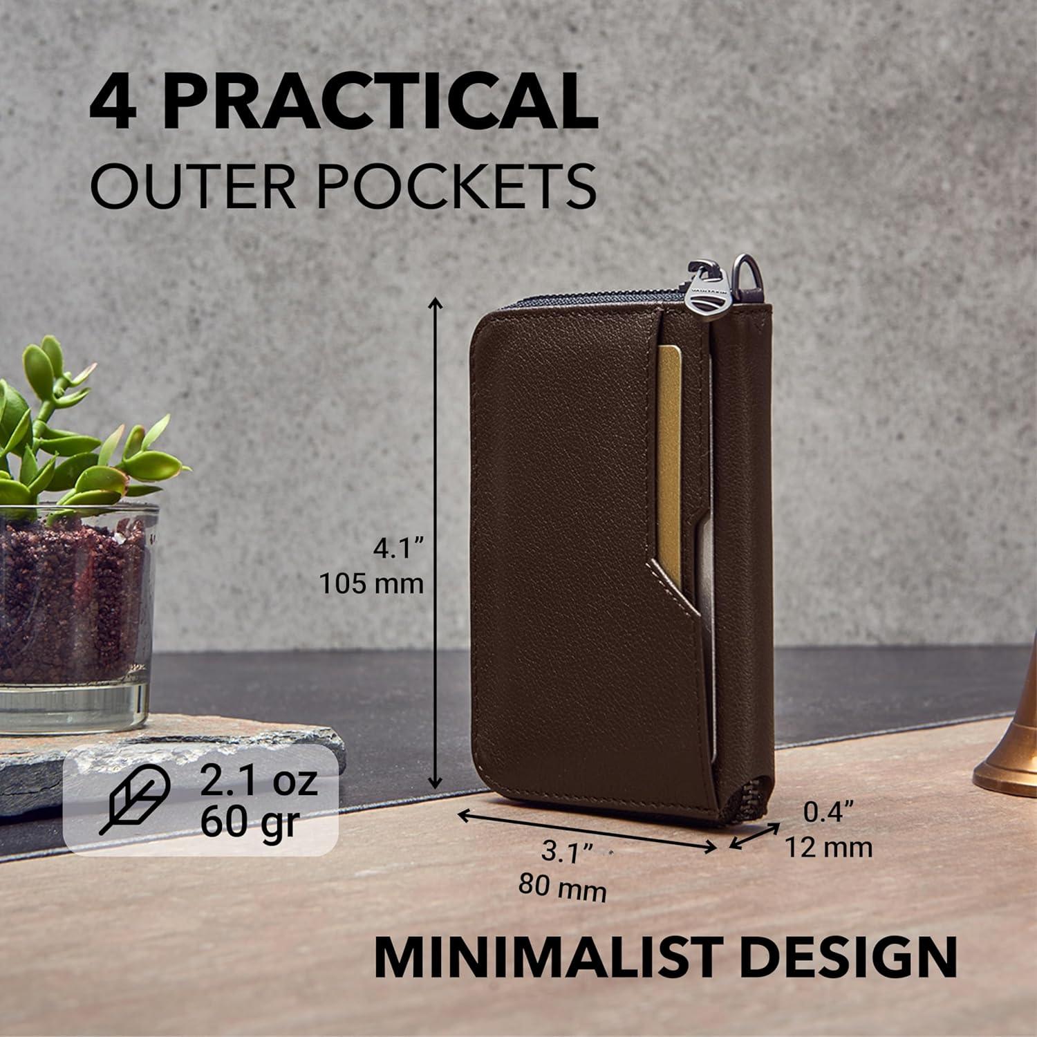 Cartera de Cuero Minimalista Vaultskin NOTTING HILL con Bloqueo RFID