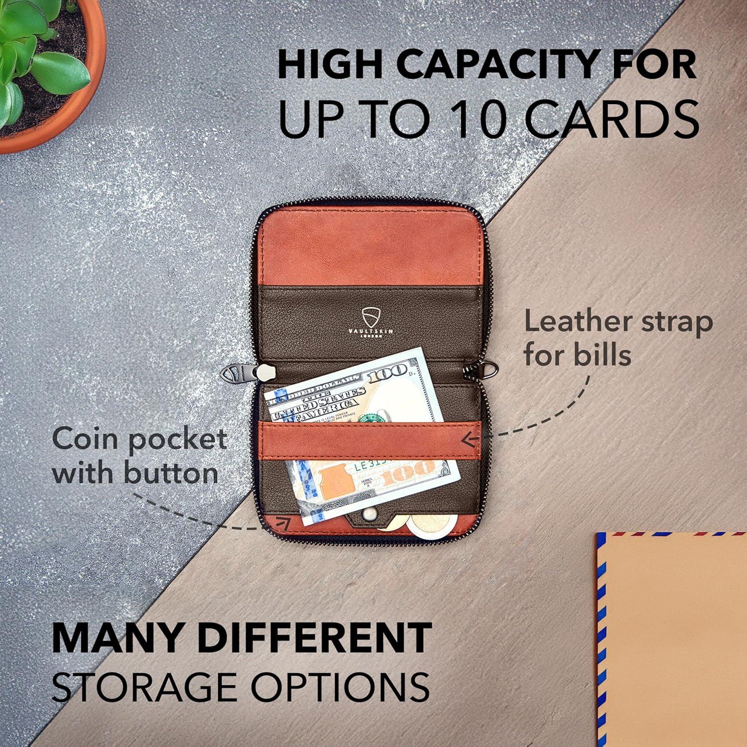 Cartera de Cuero Minimalista Vaultskin NOTTING HILL con Bloqueo RFID