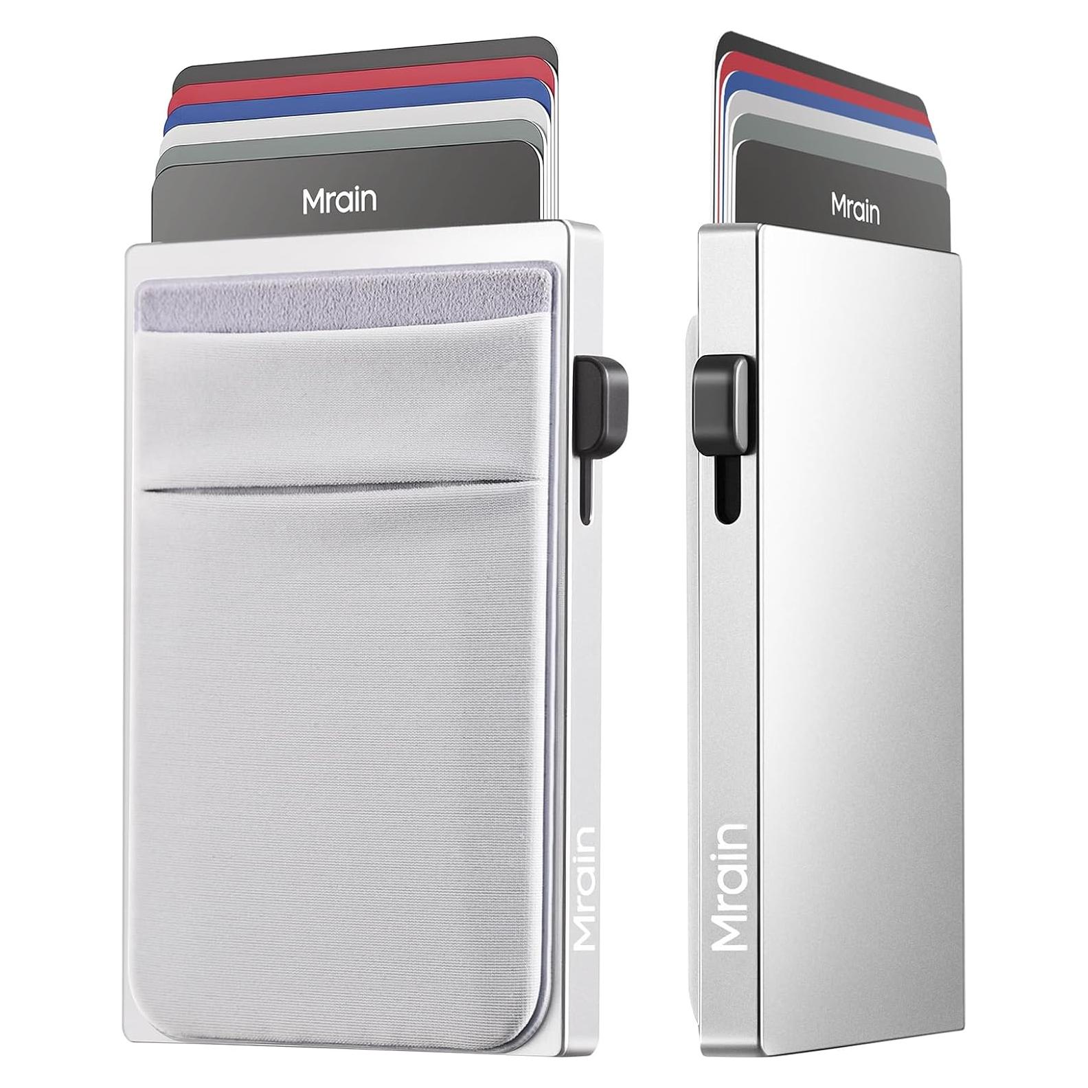Billetera delgada Mrain de aluminio con bloqueo RFID plata