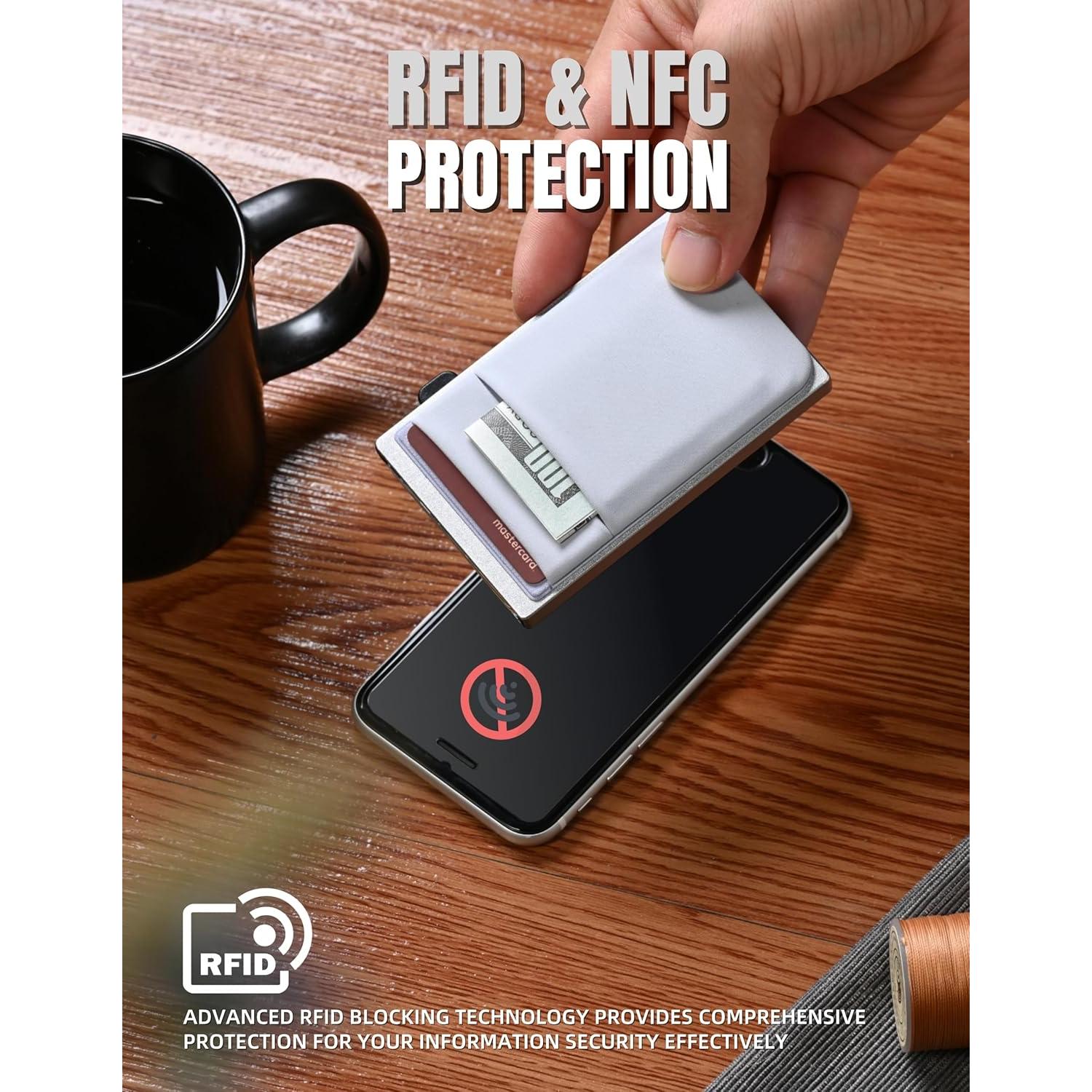 Billetera delgada Mrain de aluminio con bloqueo RFID plata