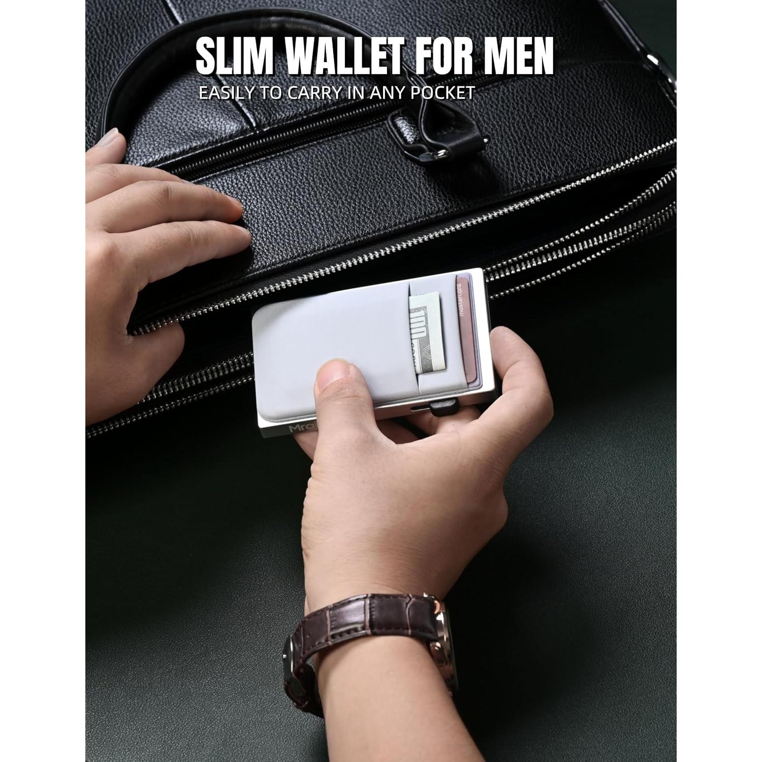 Billetera delgada Mrain de aluminio con bloqueo RFID plata