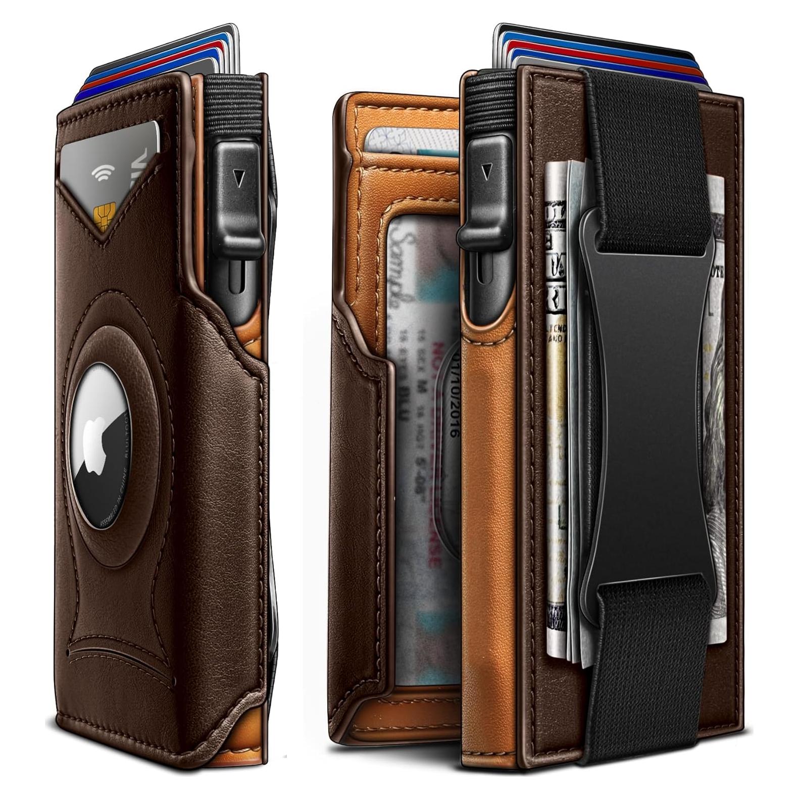 Cartera delgada KEMISANT para hombres con clip y Airtag