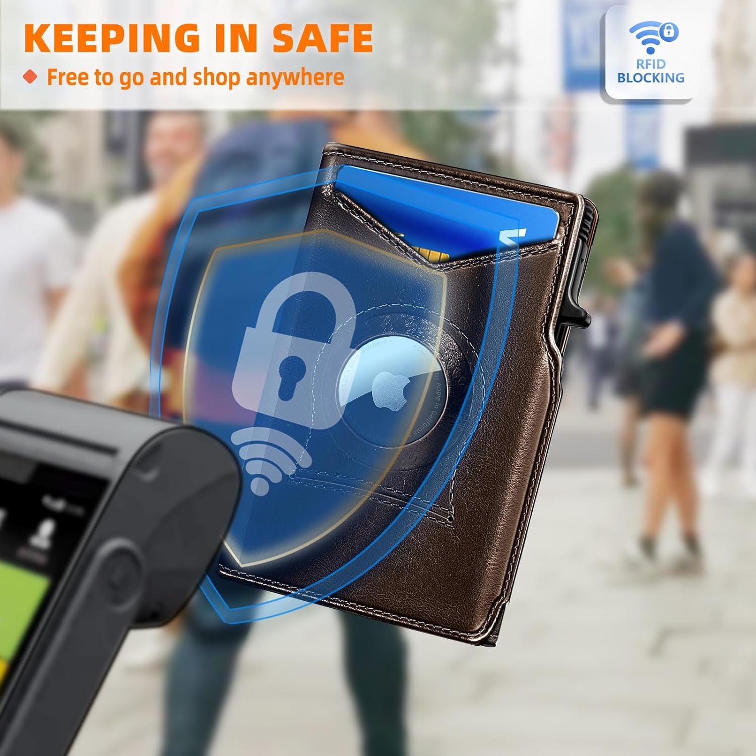 Cartera delgada KEMISANT para hombres con clip y Airtag