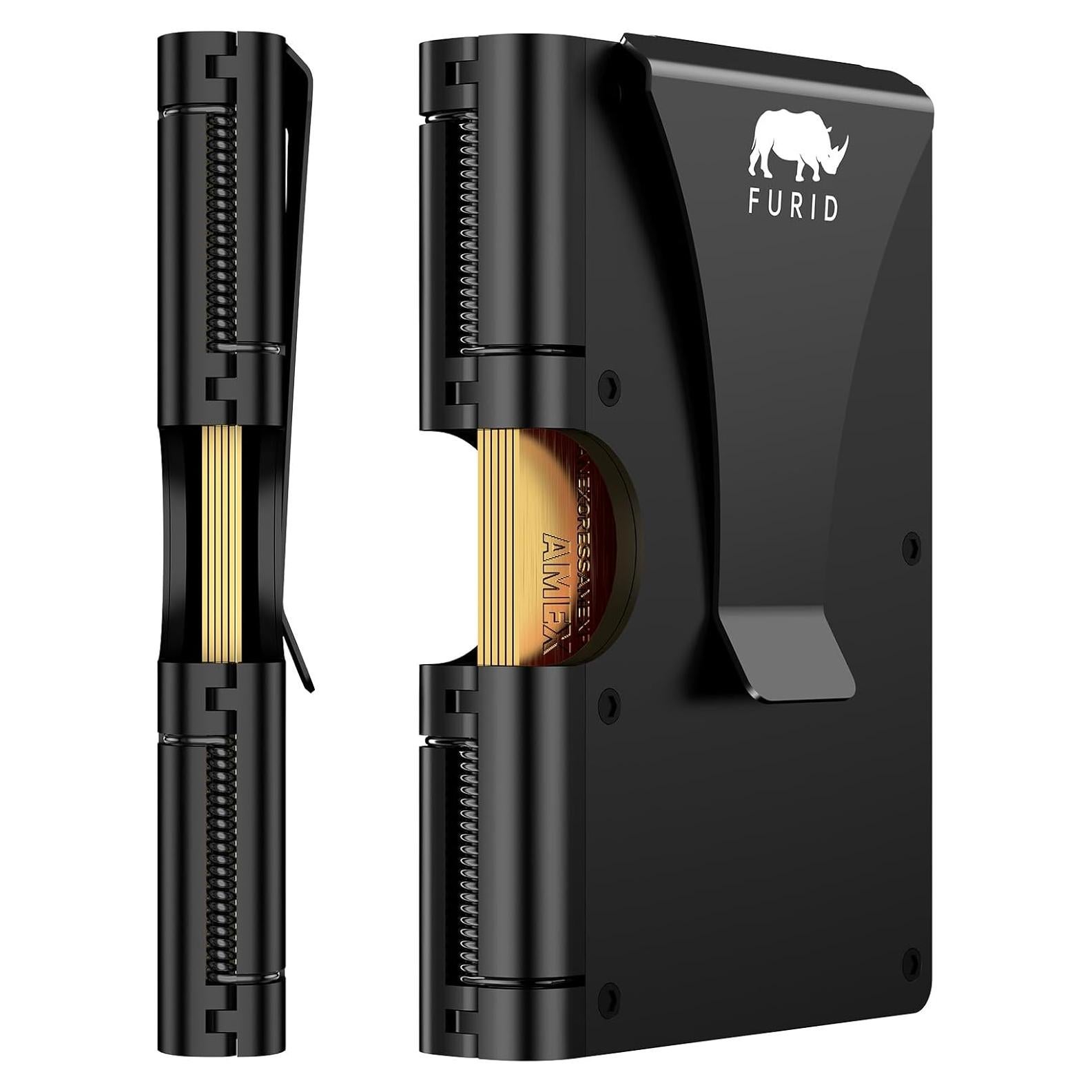 Billetera Minimalista de Metal con Clip para Dinero - RFID - Negro