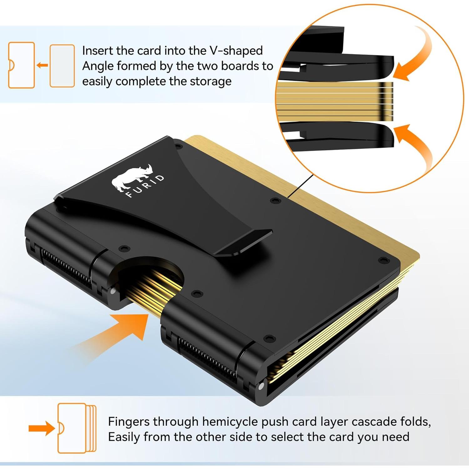 Billetera Minimalista de Metal con Clip para Dinero - RFID - Negro