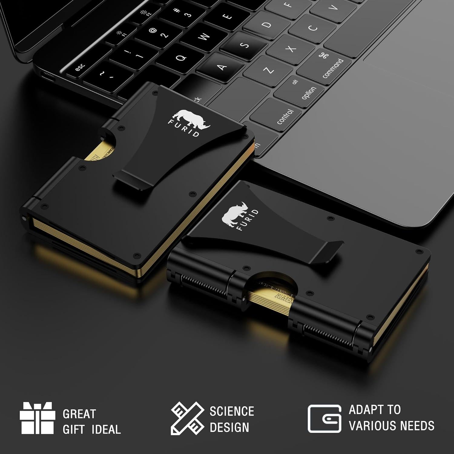 Billetera Minimalista de Metal con Clip para Dinero - RFID - Negro