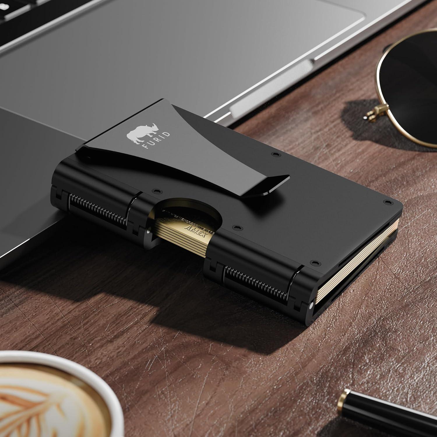 Billetera Minimalista de Metal con Clip para Dinero - RFID - Negro