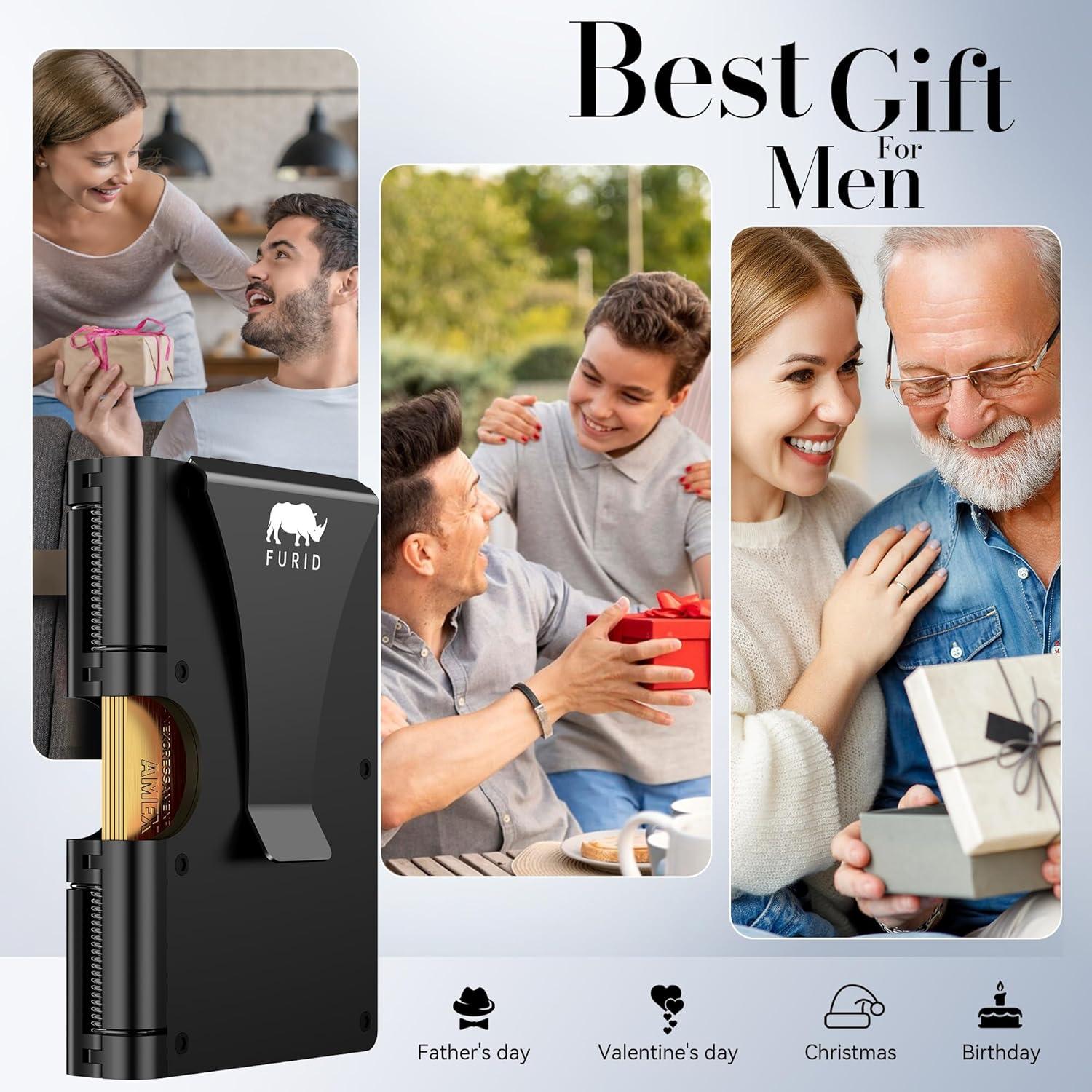 Billetera Minimalista de Metal con Clip para Dinero - RFID - Negro