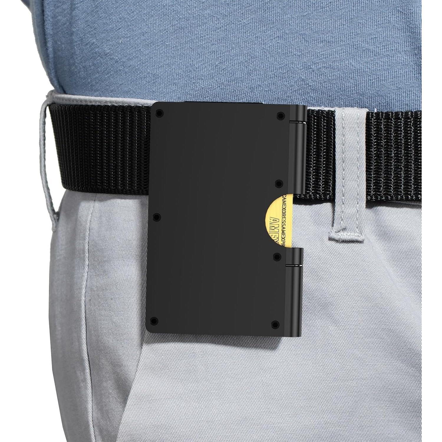 Billetera Minimalista de Metal con Clip para Dinero - RFID - Negro