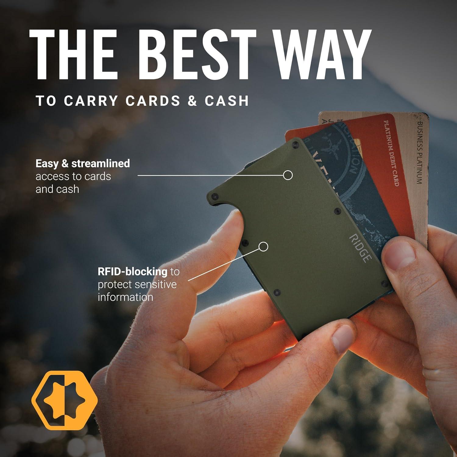 Cartera Ridge Minimalista RFID para Hombres - Oliva Mate