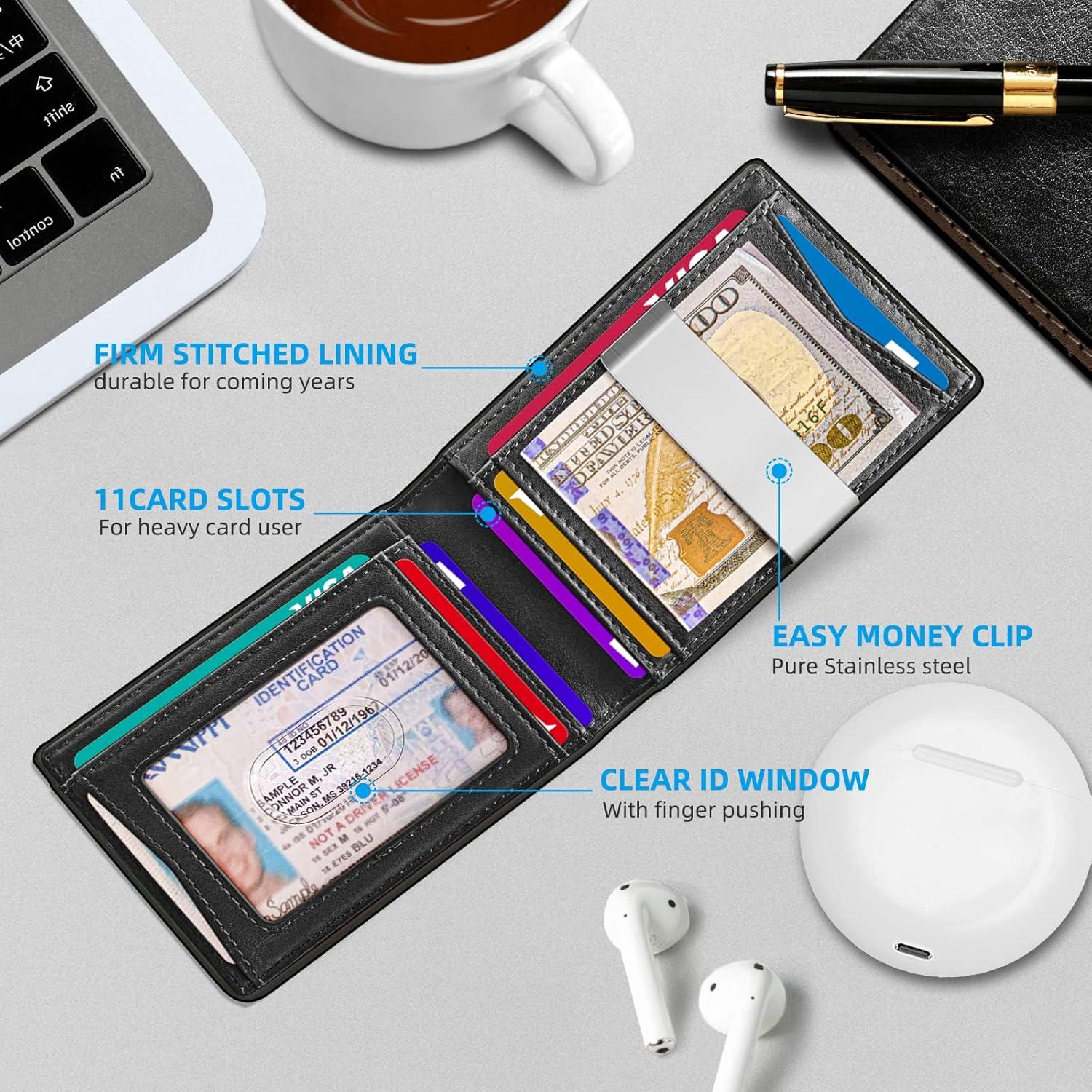 Billetera de Cuero delgada Bulliant con Clip y Bloqueo RFID