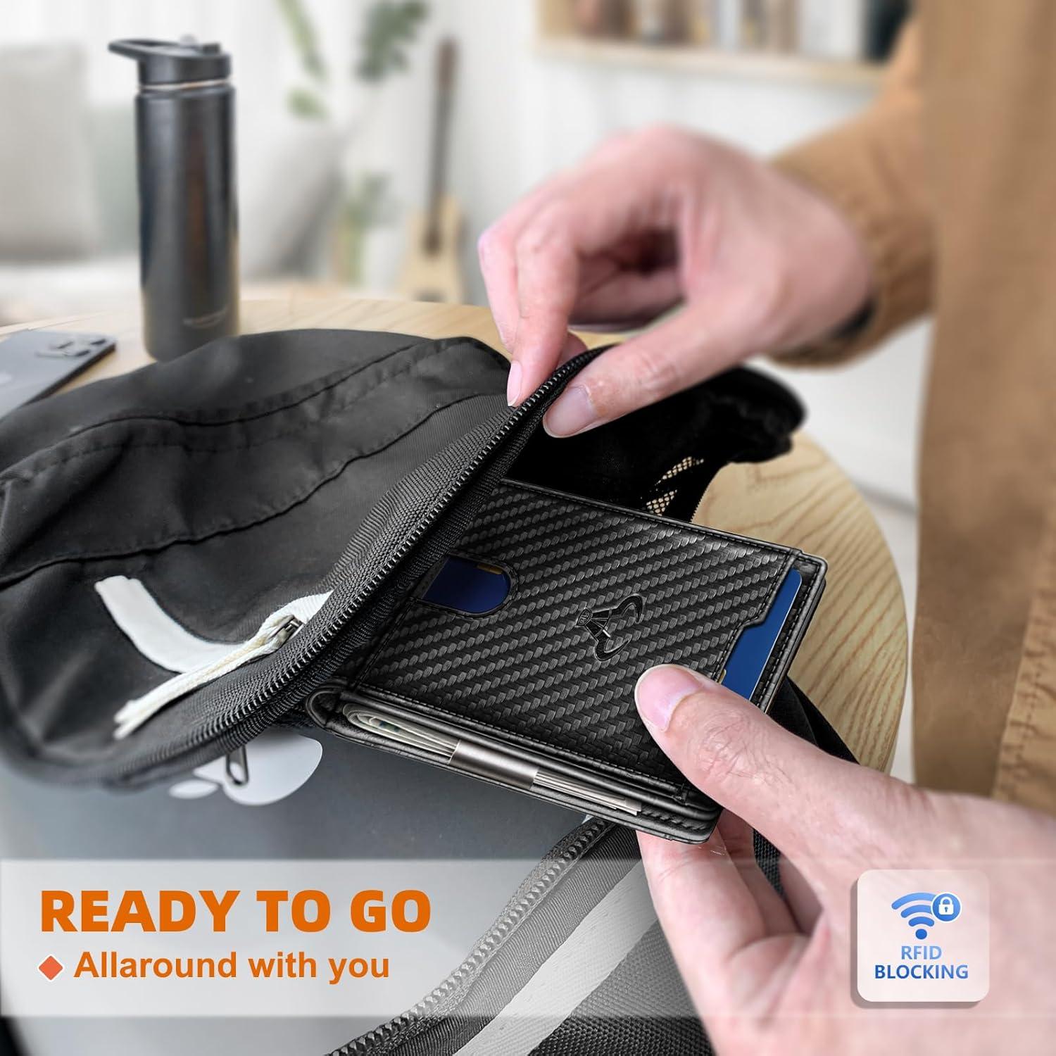 Billetera de Cuero delgada Bulliant con Clip y Bloqueo RFID