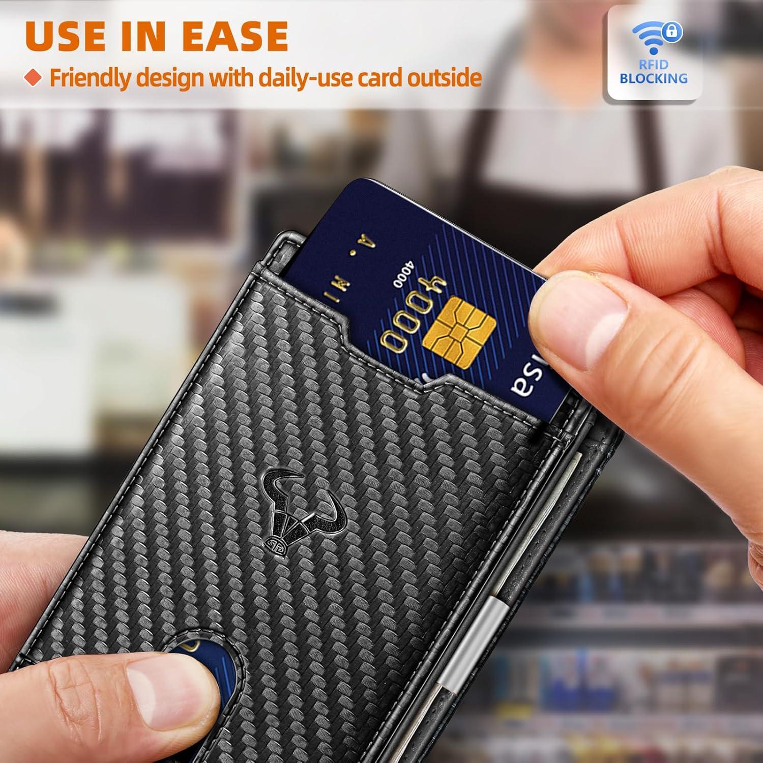 Billetera de Cuero delgada Bulliant con Clip y Bloqueo RFID