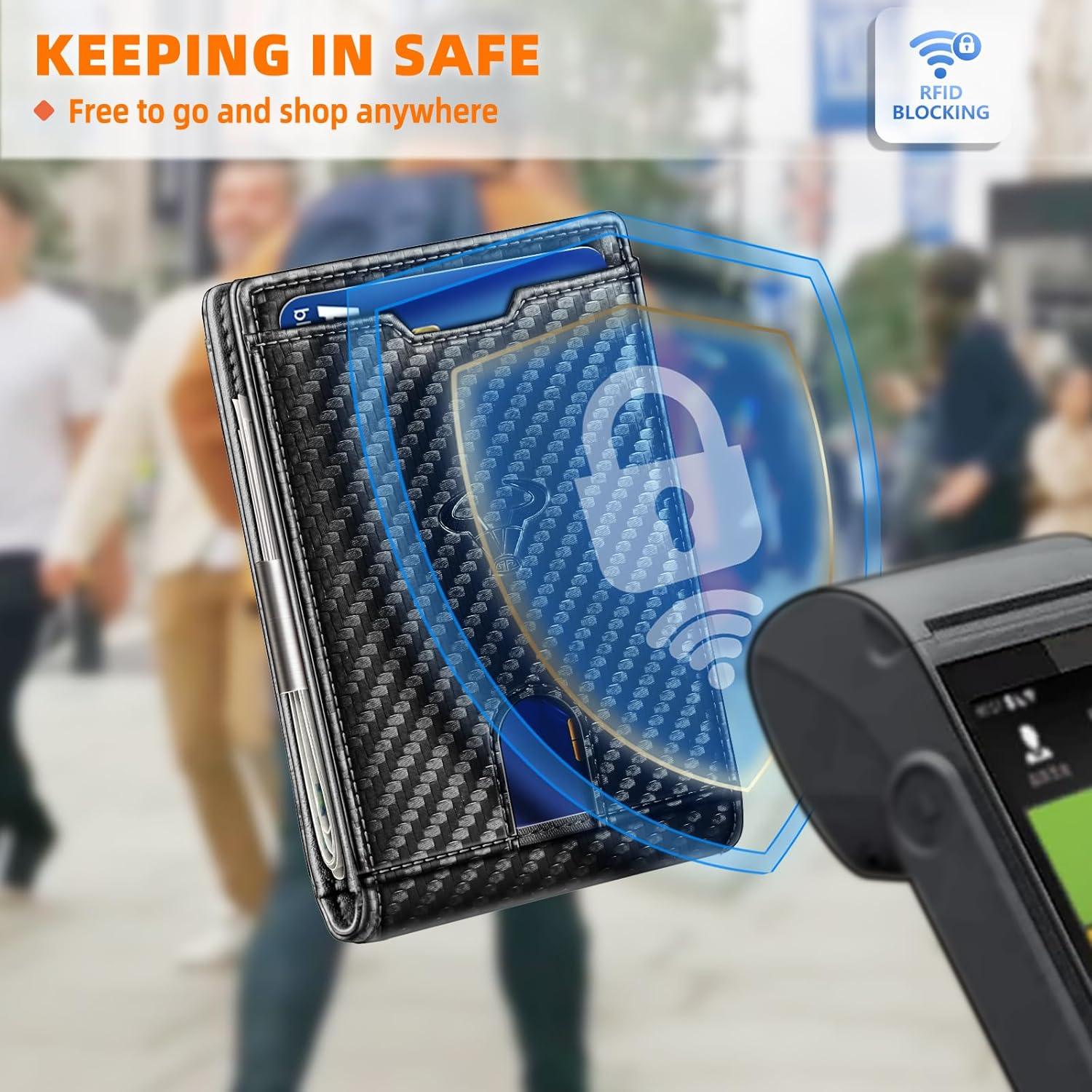 Billetera de Cuero delgada Bulliant con Clip y Bloqueo RFID