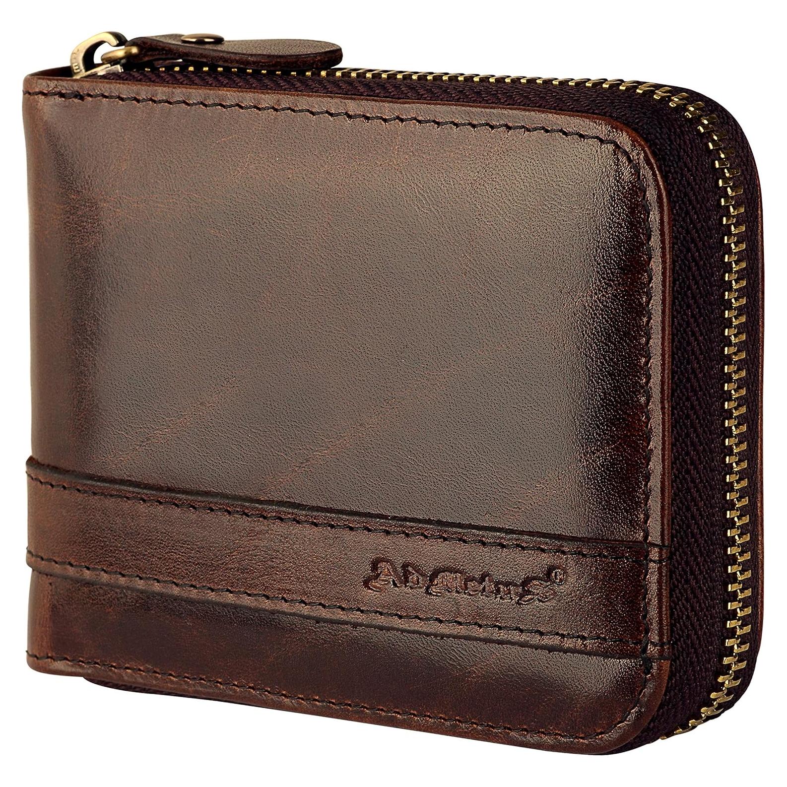 Cartera Bifold de Cuero Genuino Admetus Marrón con RFID