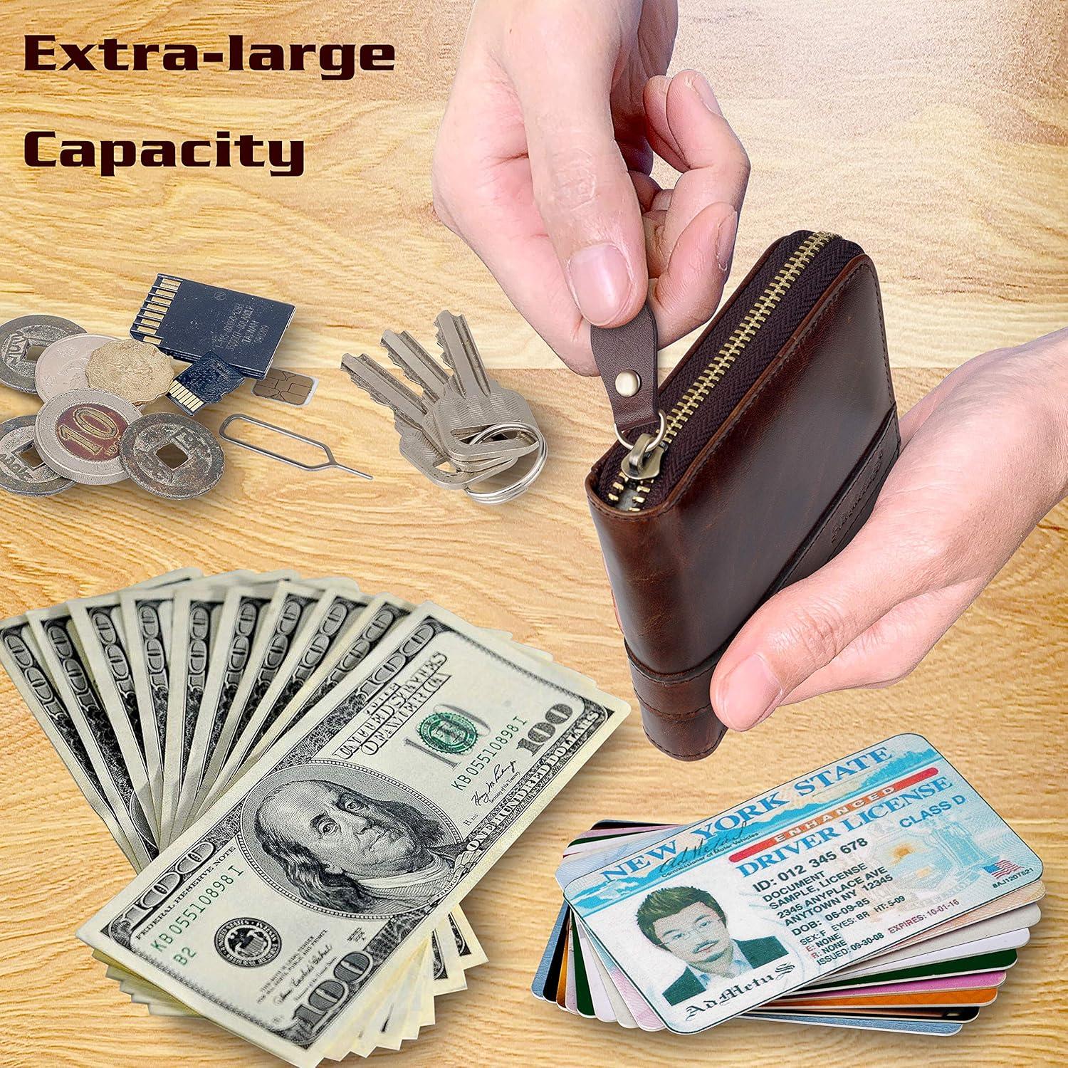 Cartera Bifold de Cuero Genuino Admetus Marrón con RFID