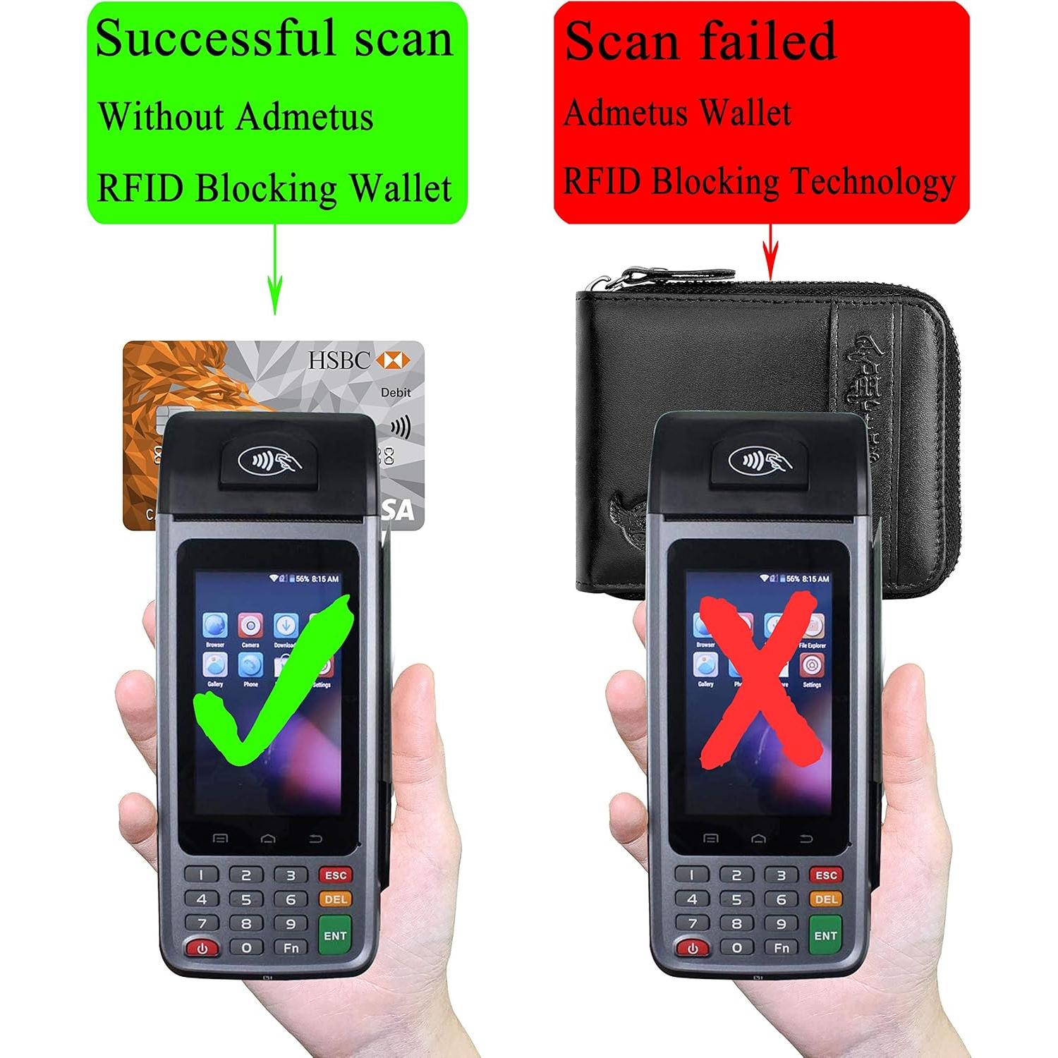 Cartera Bifold de Cuero Genuino Admetus con Cierre y RFID