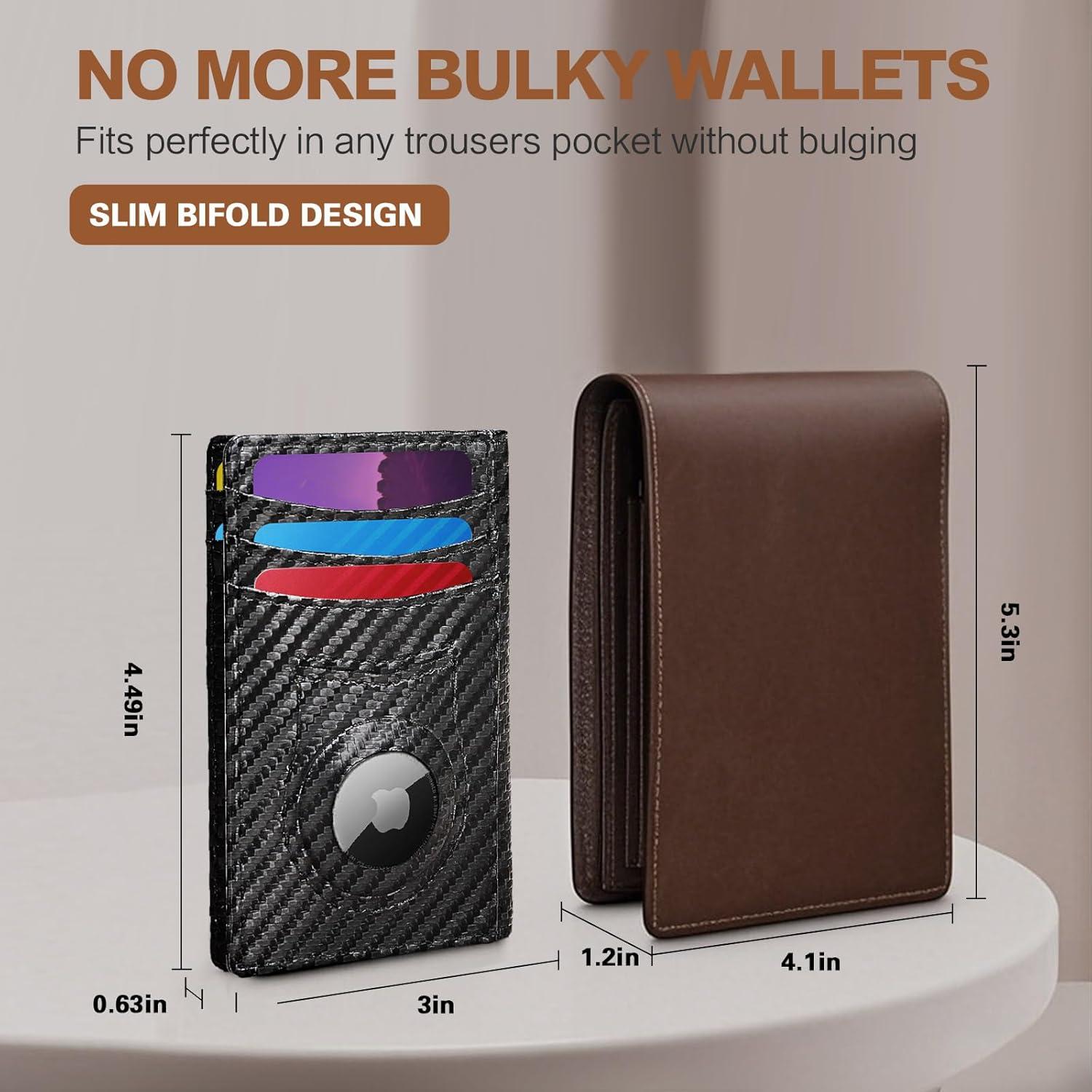 Billetera delgada RFID Double Bus para hombres - Bifold minimalista