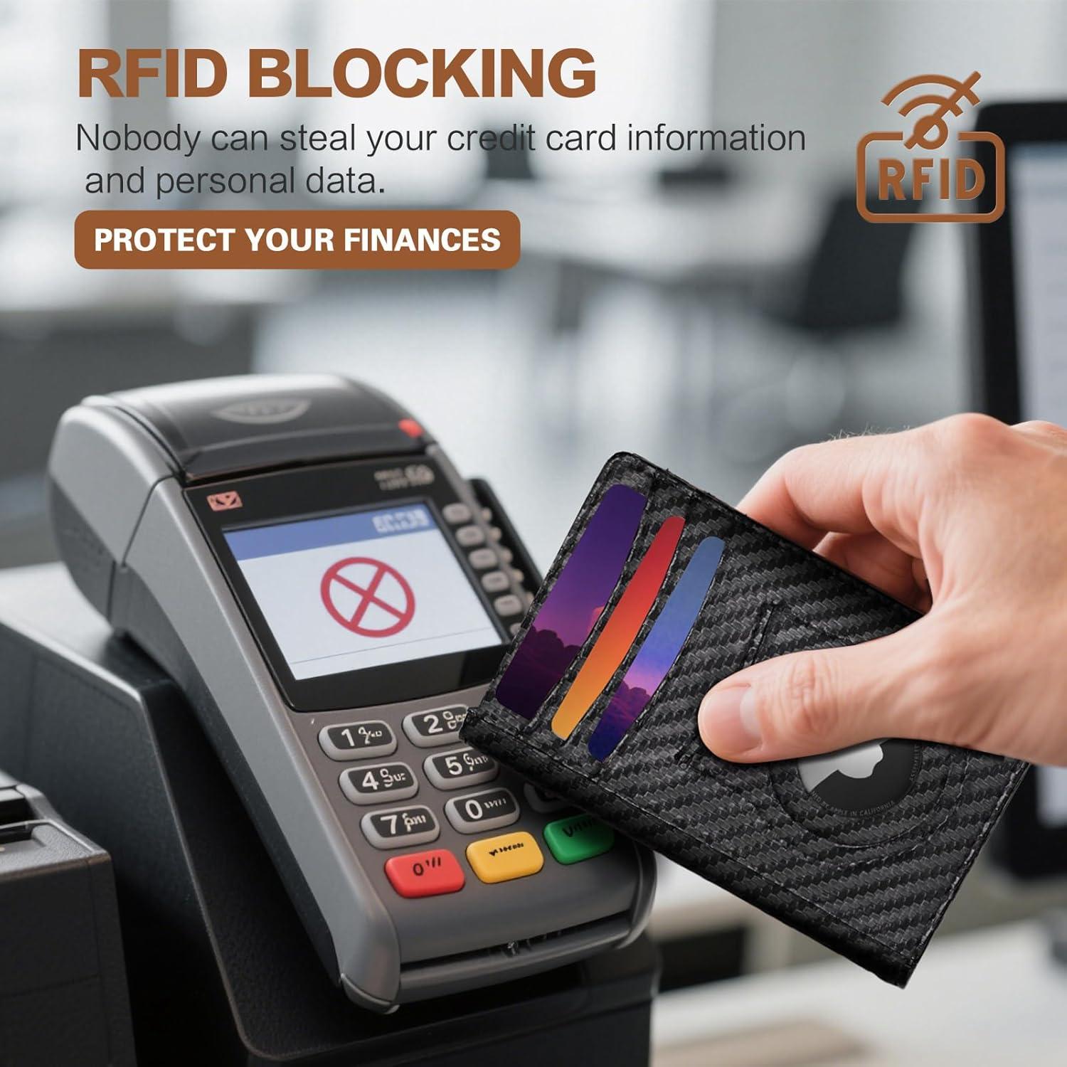 Billetera delgada RFID Double Bus para hombres - Bifold minimalista