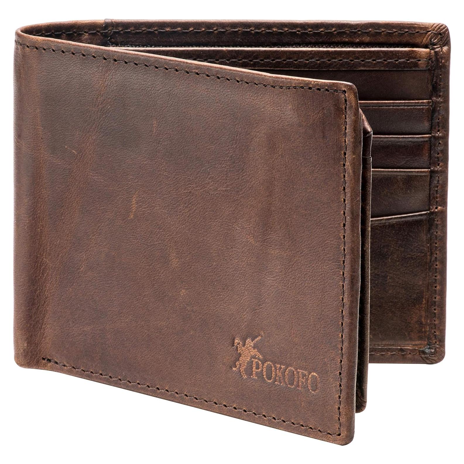 Cartera Bifold de Cuero POKOFO con Bloqueo RFID para Hombres