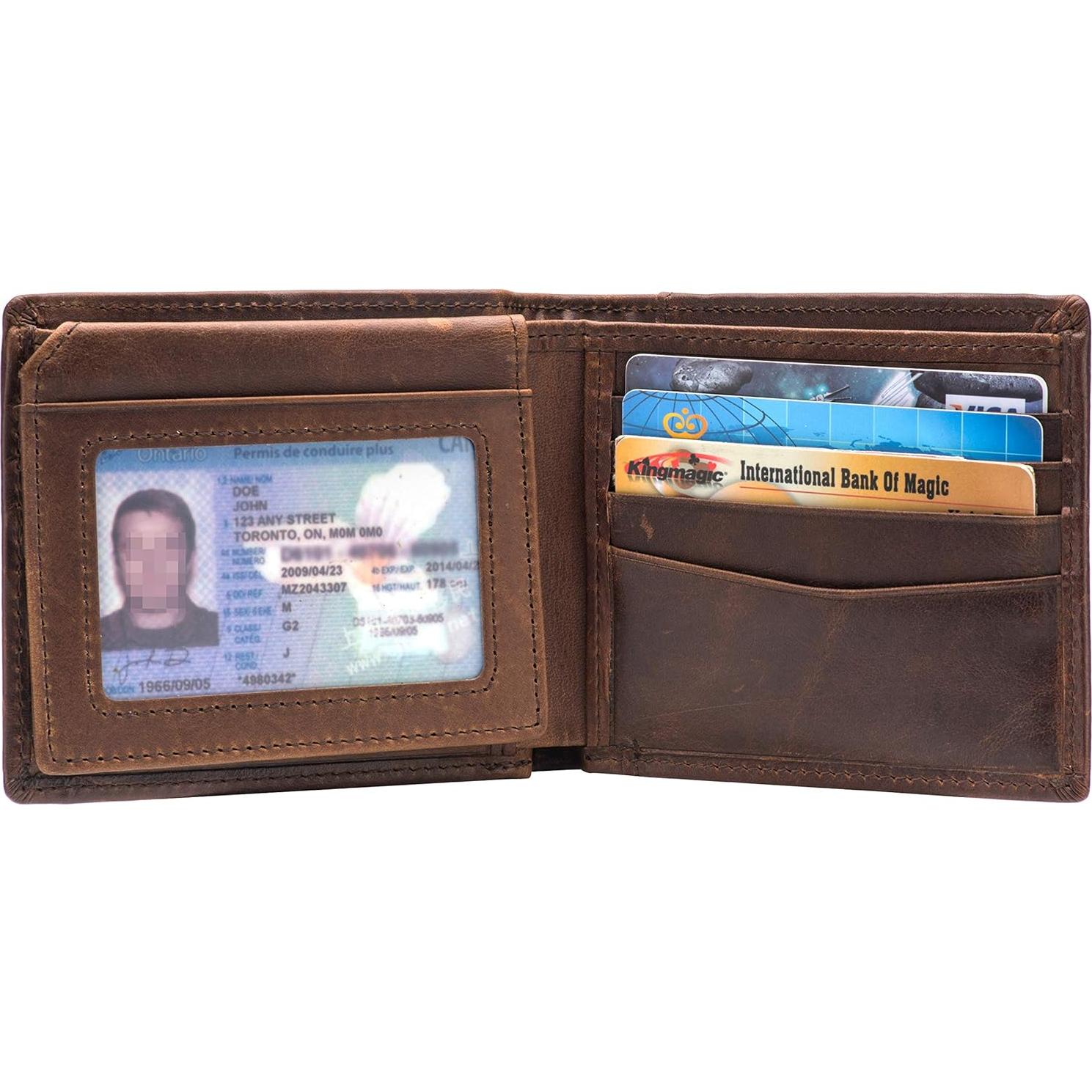 Cartera Bifold de Cuero POKOFO con Bloqueo RFID para Hombres