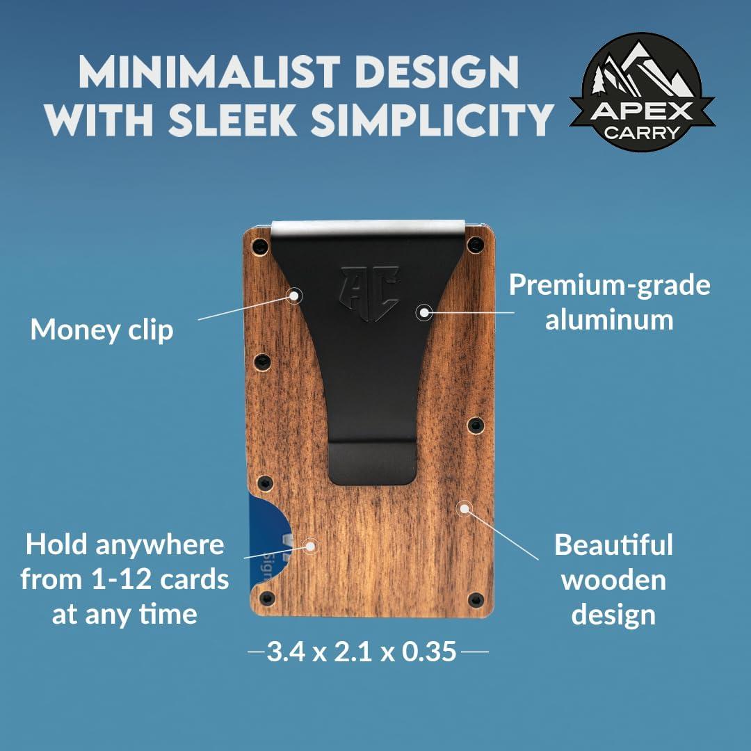 Cartera delgada para hombres APEX CARRY con bloqueo RFID - Nogal