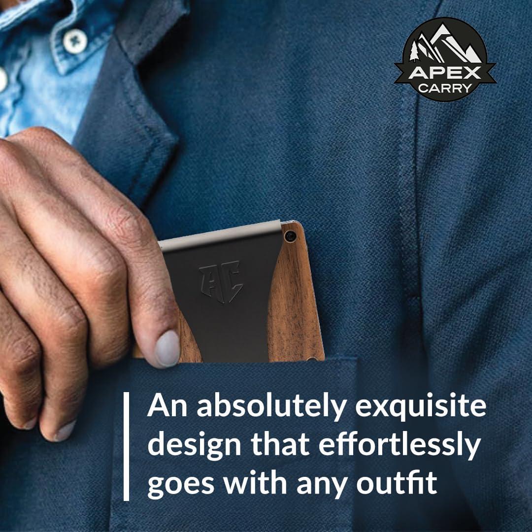 Cartera delgada para hombres APEX CARRY con bloqueo RFID - Nogal