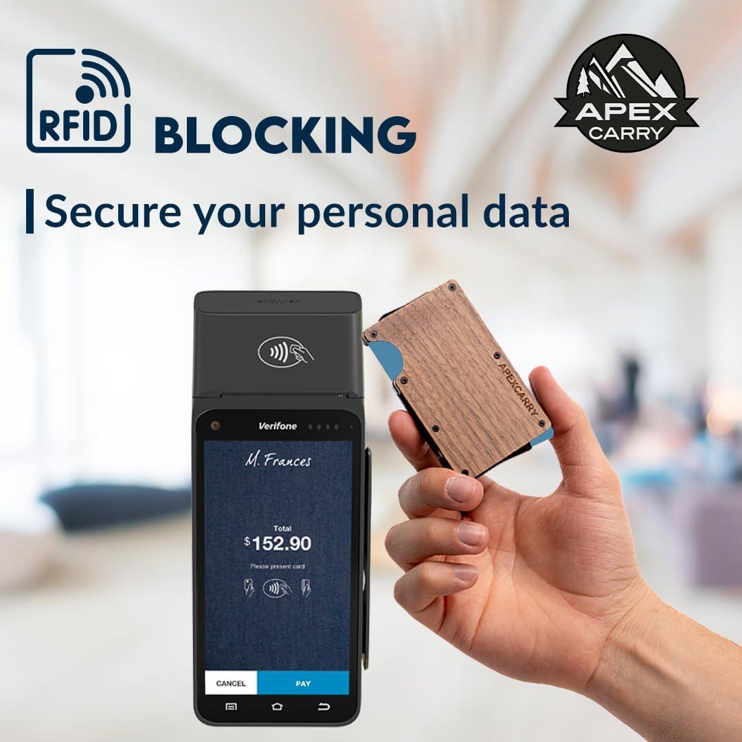 Cartera delgada para hombres APEX CARRY con bloqueo RFID - Nogal