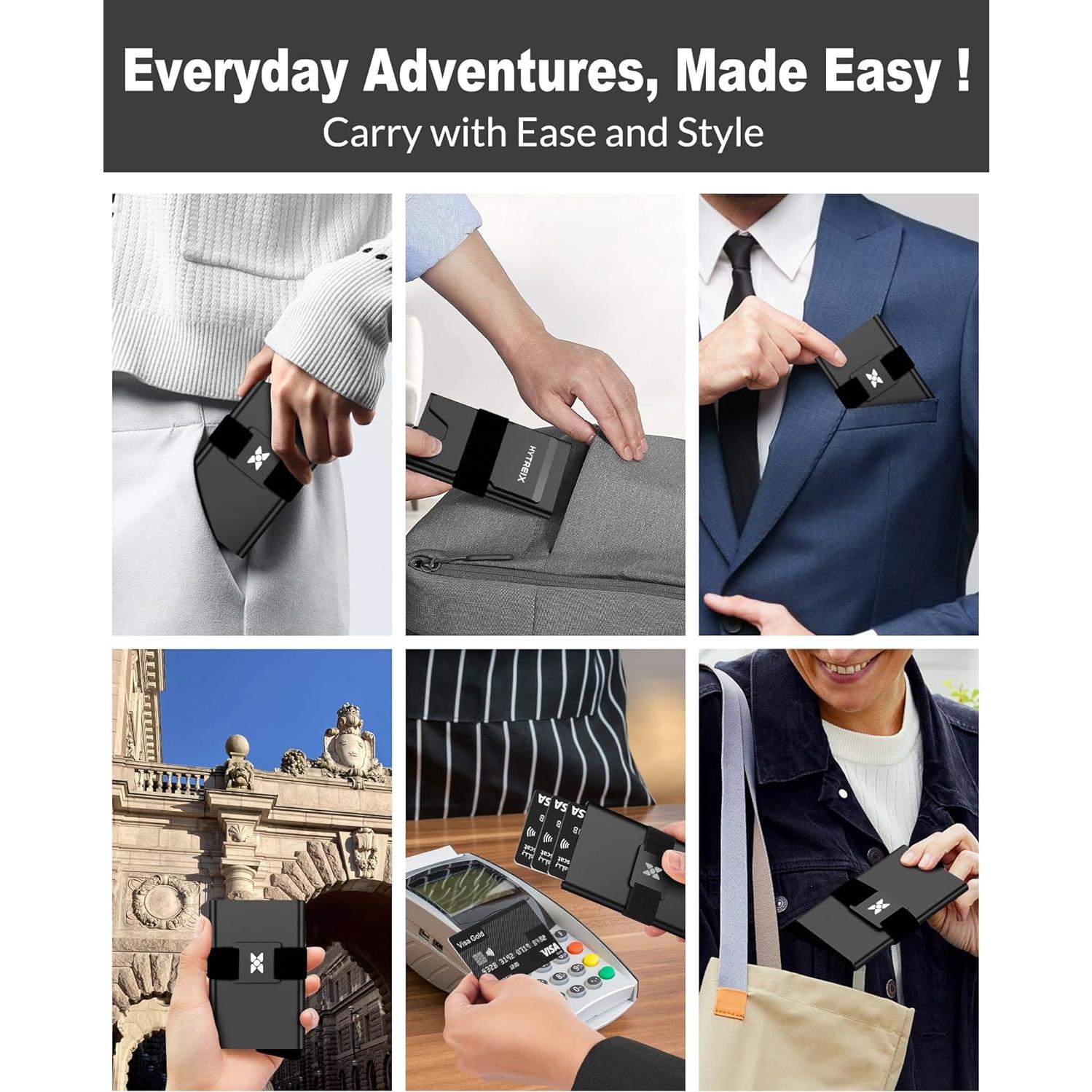 Billetera delgada HYTREIX para hombres con bloqueo RFID - 12+ tarjetas